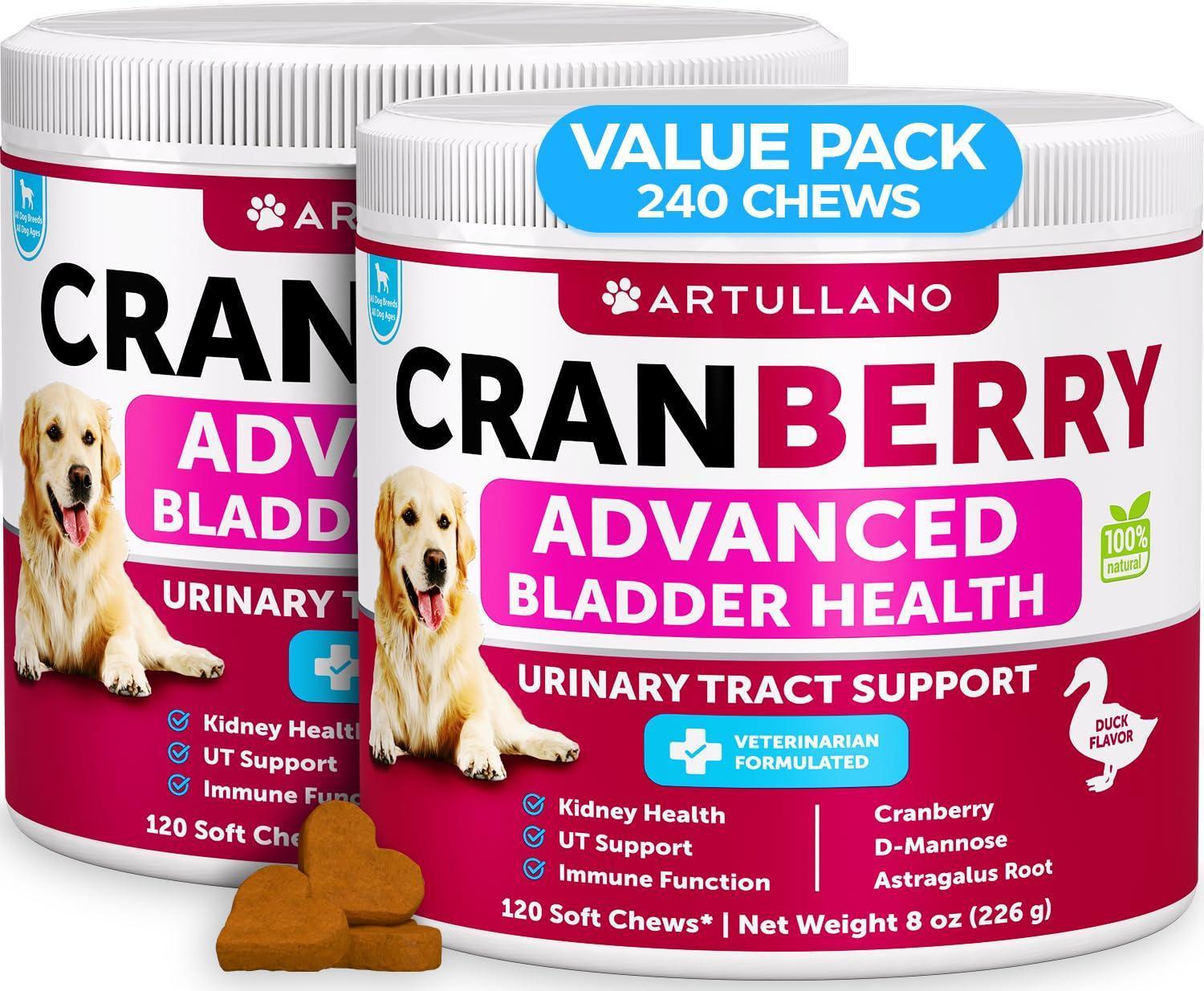 Dog UTI Treatment 240 Chews 2-Pack Cranberry Bladder & Kidney Support Dog UTI Treatment 240 Chews 2-Pack Cranberry Bladder & Kidney Support