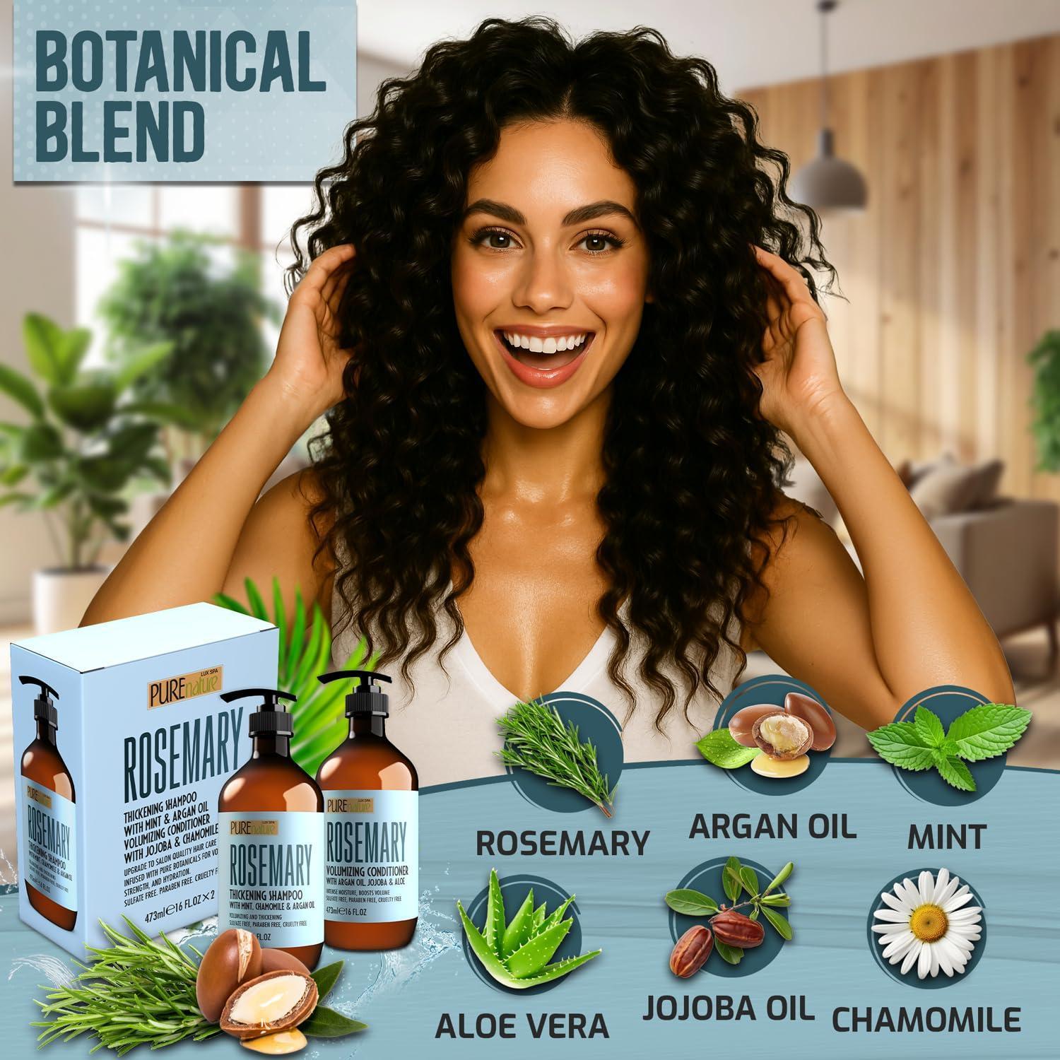 Rosemary Shampoo and Conditioner Set 16 Fl Oz Set of 2 Sulfate Free Formula with Mint Volumizing Products and Thickening Care for Thinning Hair Women and Men Rosemary Shampoo and Conditioner Set 16 Fl Oz Set of 2 Sulfate Free Formula with Mint Volumizing Products and Thickening Care for Thinning Hair Women and Men