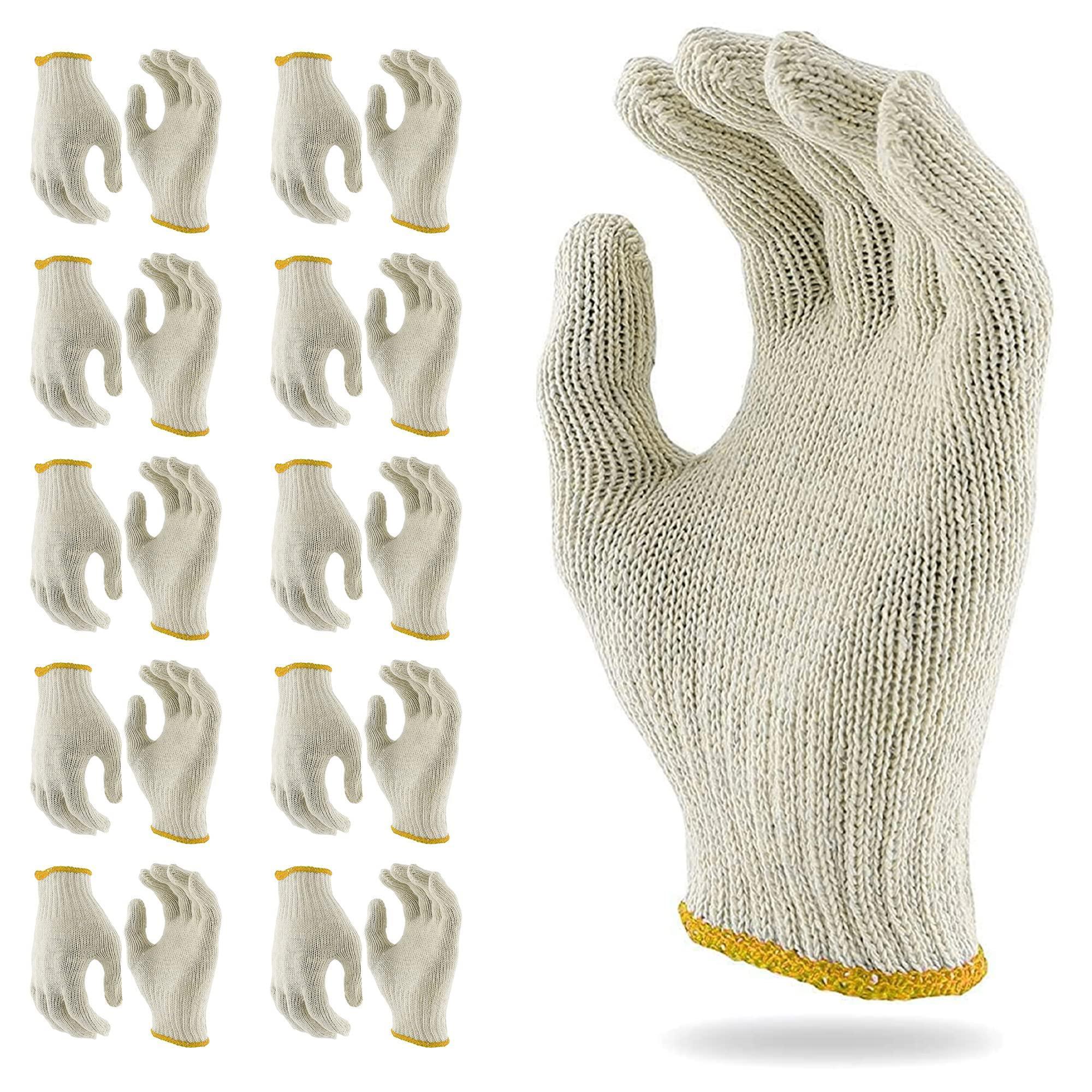 12 pairs String Knit Work Gloves 10 Inch Cotton and Polyester String Knit Gloves. Reusable Roping Gloves for Men and Women with Yellow Line. 12 pairs String Knit Work Gloves 10 Inch Cotton and Polyester String Knit Gloves. Reusable Roping Gloves for Men and Women with Yellow Line.