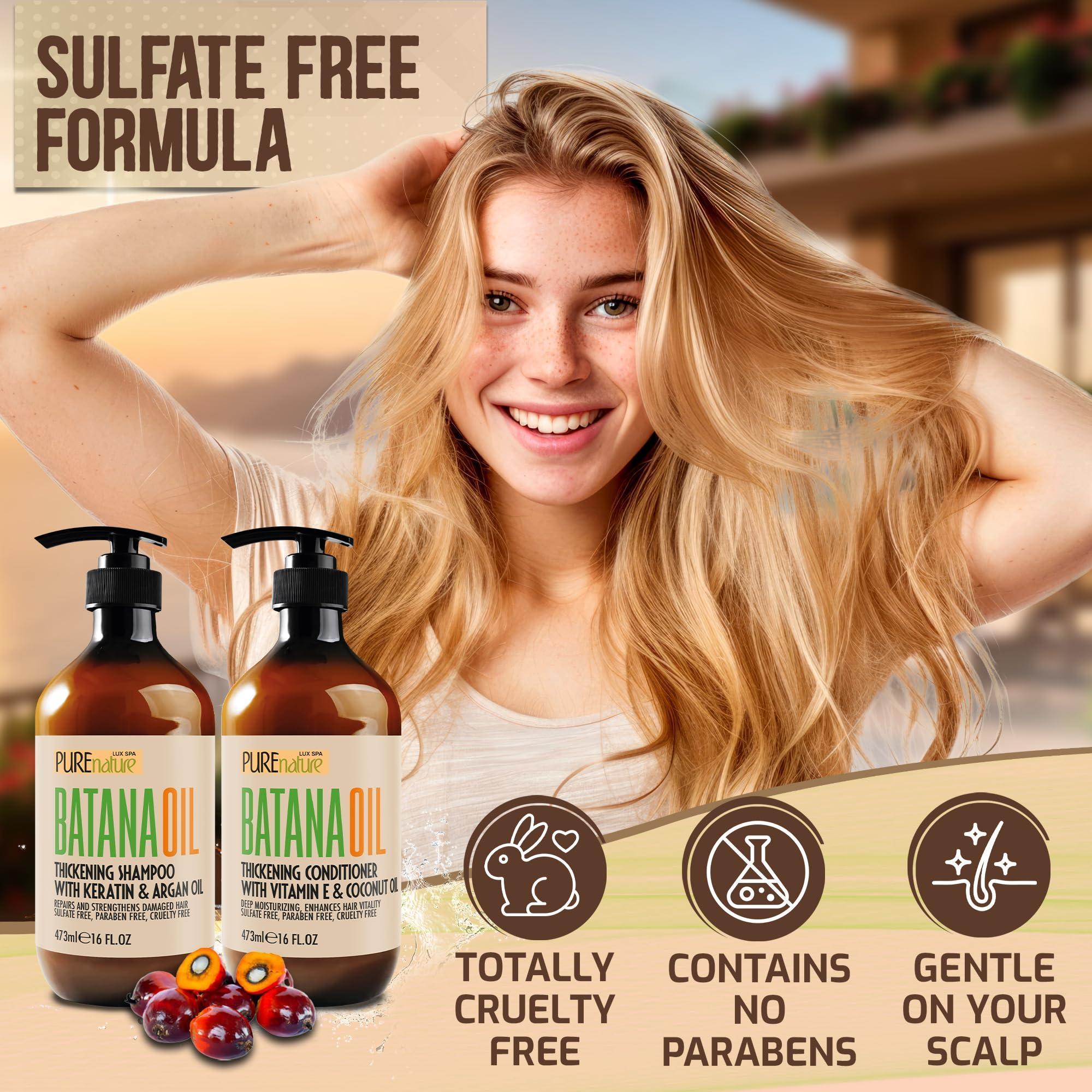Batana Oil Shampoo and Conditioner Set Thickening Sulfate Free Formula for Women Men 16 Fl Oz Pack of 2 Volumizing Moisturizing Professional Salon Care Products for Fine Thinning Hair Batana Oil Shampoo and Conditioner Set Thickening Sulfate Free Formula for Women Men 16 Fl Oz Pack of 2 Volumizing Moisturizing Professional Salon Care Products for Fine Thinning Hair