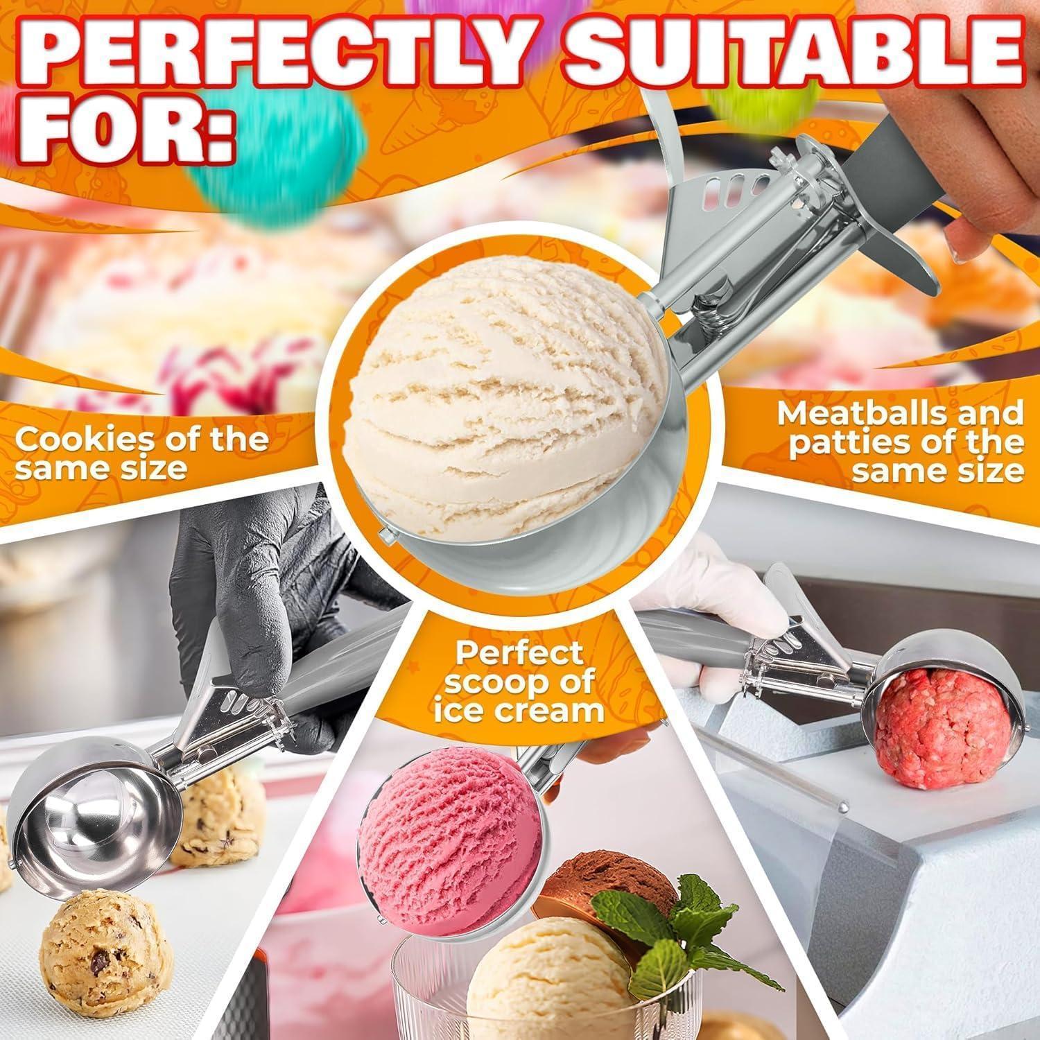 4 oz Ice Cream Scoop with Trigger Release #8 – Stainless Steel Versatile Tool for Baking Cookies and Desserts Durable Easy to Clean Dishwasher Safe Ergonomic Design for Precise Culinary Portions 4 oz Ice Cream Scoop with Trigger Release #8 – Stainless Steel Versatile Tool for Baking Cookies and Desserts Durable Easy to Clean Dishwasher Safe Ergonomic Design for Precise Culinary Portions
