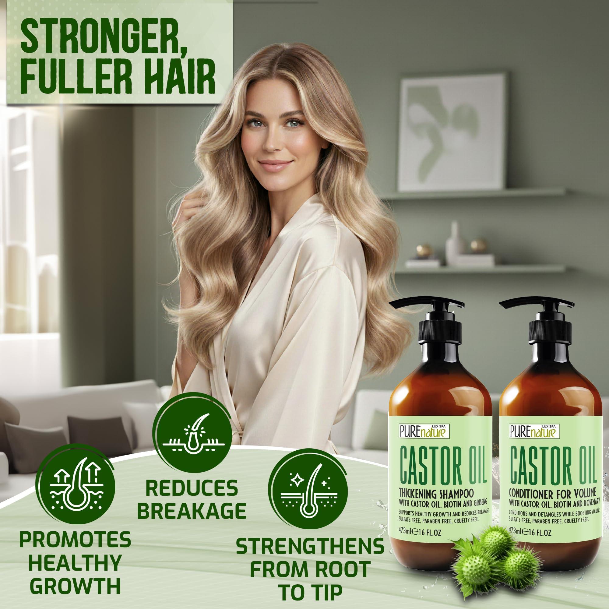 Castor Oil Shampoo and Conditioner Set 16 Fl Oz Set of 2 Sulfate Free Volume Thickening Products for Fine Thinning Hair Anti Breakage and Volumizing Thick Professional Salon Formula Castor Oil Shampoo and Conditioner Set 16 Fl Oz Set of 2 Sulfate Free Volume Thickening Products for Fine Thinning Hair Anti Breakage and Volumizing Thick Professional Salon Formula