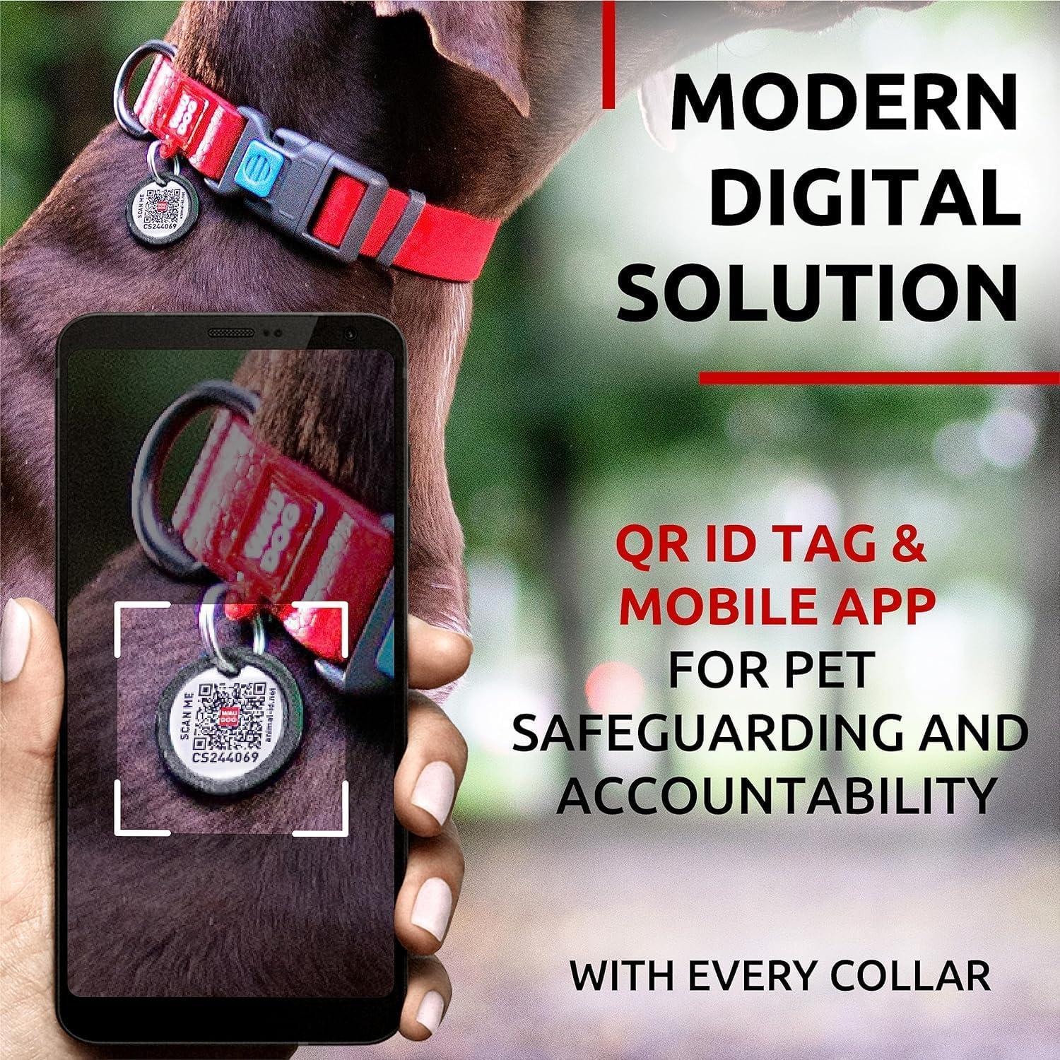 Waterproof Dog Collar Adjustable 17–28 in Neck x 1 3/5 in Wide Buckle & QR Tag Red Waterproof Dog Collar Adjustable 17–28 in Neck x 1 3/5 in Wide Buckle & QR Tag Red