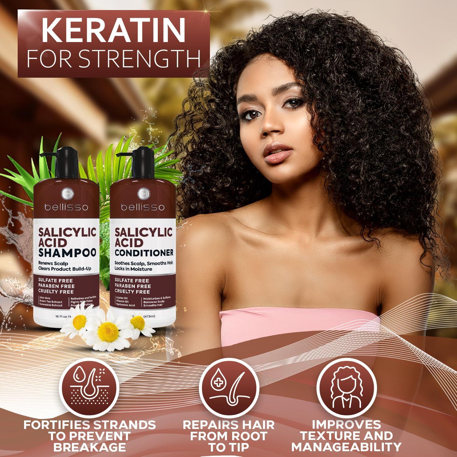 Salicylic Acid Shampoo and Conditioner Set Scalp Exfoliator Formula for Flakes Salicylic Acid Shampoo and Conditioner Set Scalp Exfoliator Formula for Flakes