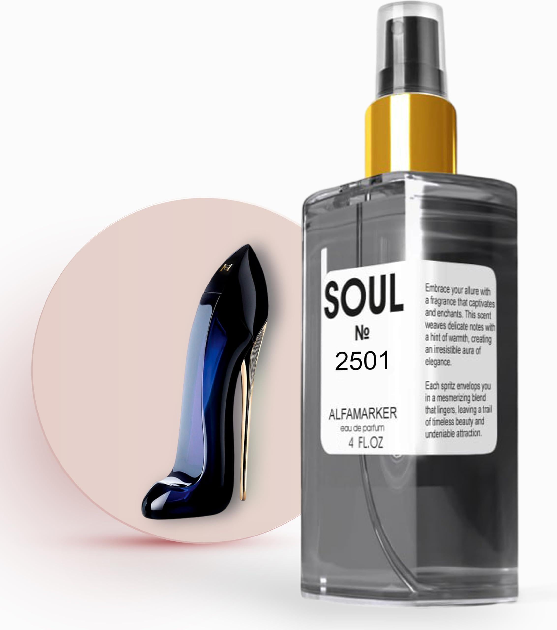 SOUL No. 2501 Impression of Good Girl Perfume for Women Women Eau de Parfum Spray 4.0 Fl Oz 120 ml Long Lasting Fragrance SOUL No. 2501 Impression of Good Girl Perfume for Women Women Eau de Parfum Spray 4.0 Fl Oz 120 ml Long Lasting Fragrance
