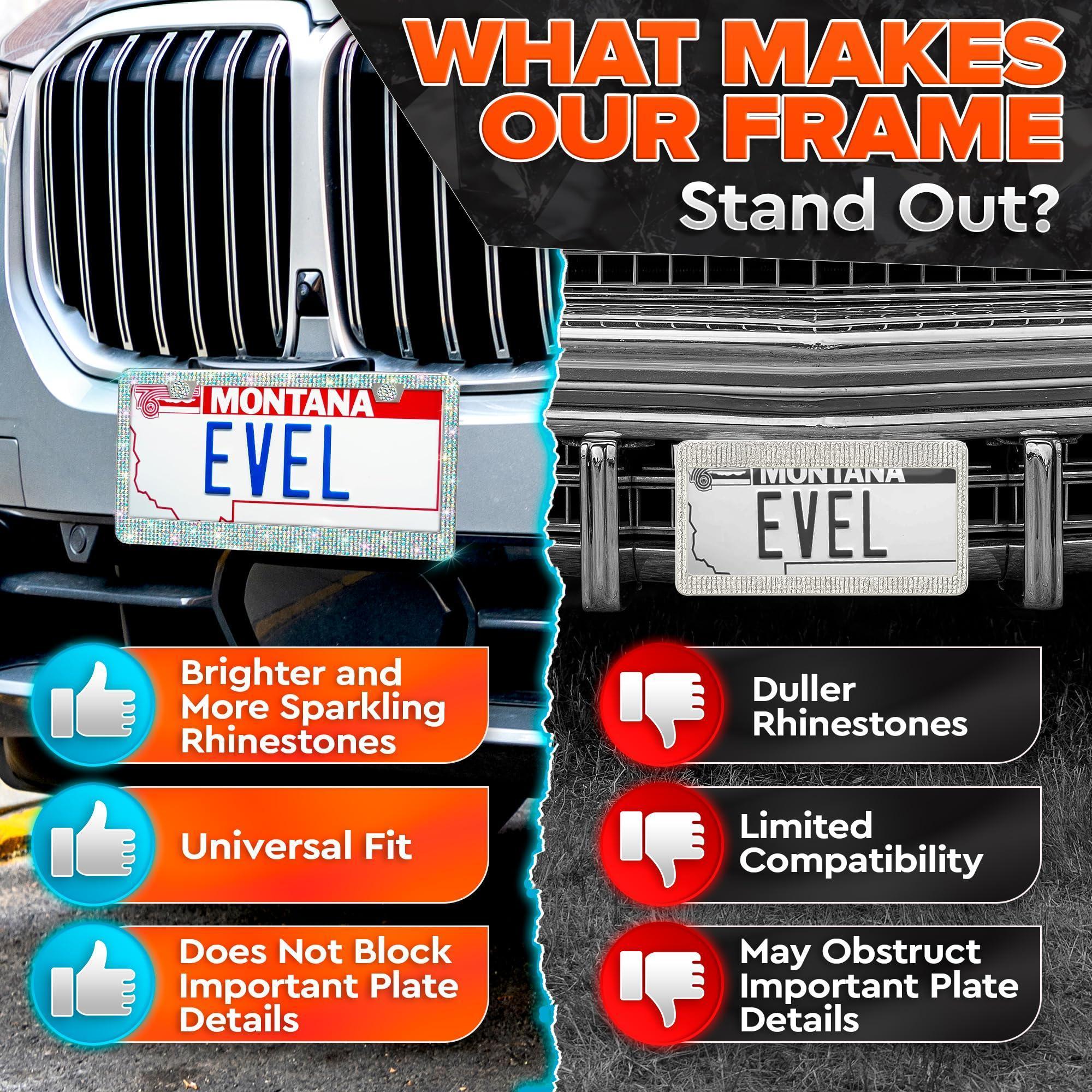 2 Pack Bling License Plate Frames for Women Sparkling Rhinestone License Plate Frame 12.16x6.18 inch with Screws Caps for Easy Installation Cute Bling Car Accessories for Women 2 Pack Bling License Plate Frames for Women Sparkling Rhinestone License Plate Frame 12.16x6.18 inch with Screws Caps for Easy Installation Cute Bling Car Accessories for Women