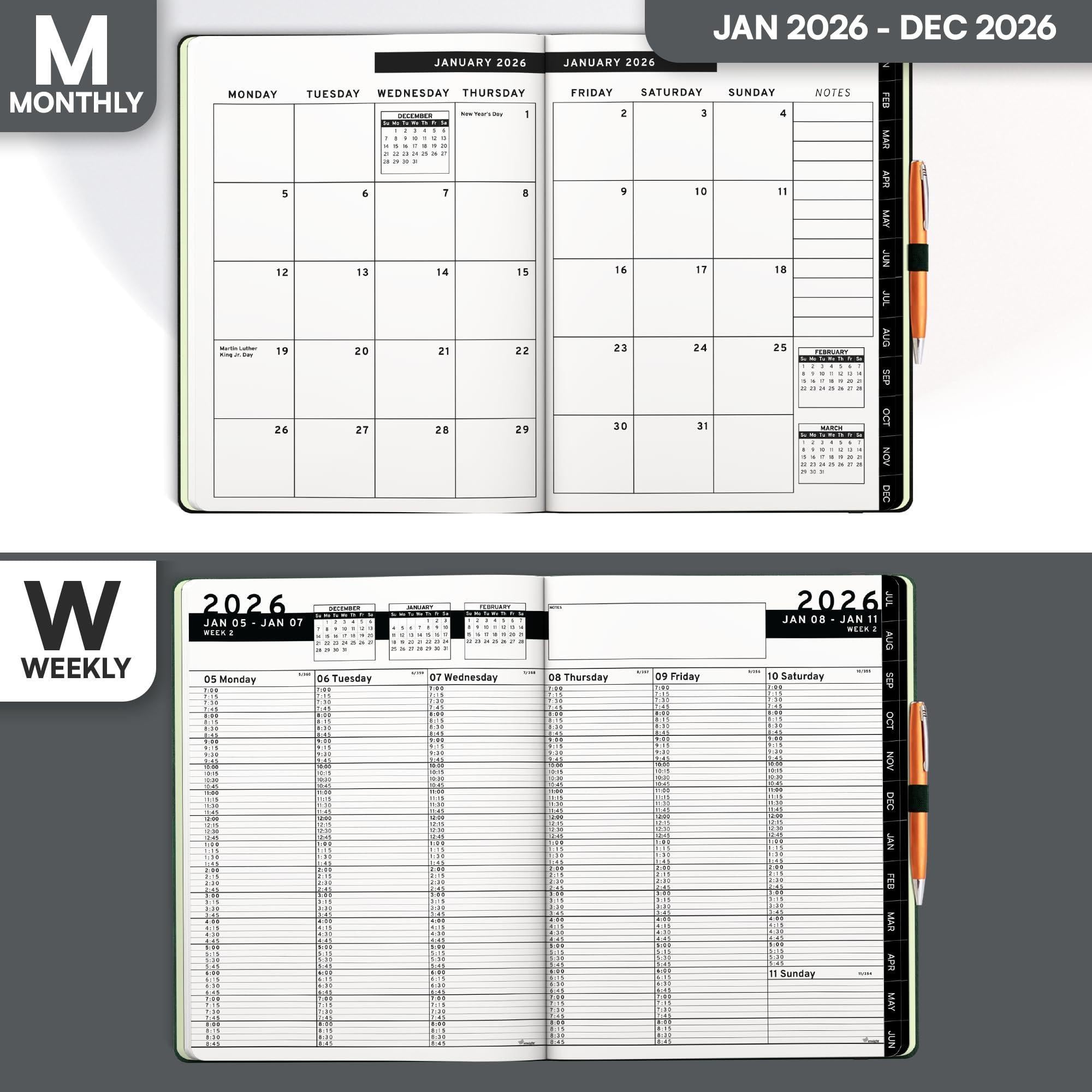 2026 Hardcover Appointment Book Planner 8.5x11 inch Black Large Tabbed Daily Hourly Weekly Planner Schedule Book 15 Minute time Slots Business & Personal Planner Jan 2026 Dec 2026 Black 2026 Hardcover Appointment Book Planner 8.5x11 inch Black Large Tabbed Daily Hourly Weekly Planner Schedule Book 15 Minute time Slots Business & Personal Planner Jan 2026 Dec 2026 Black