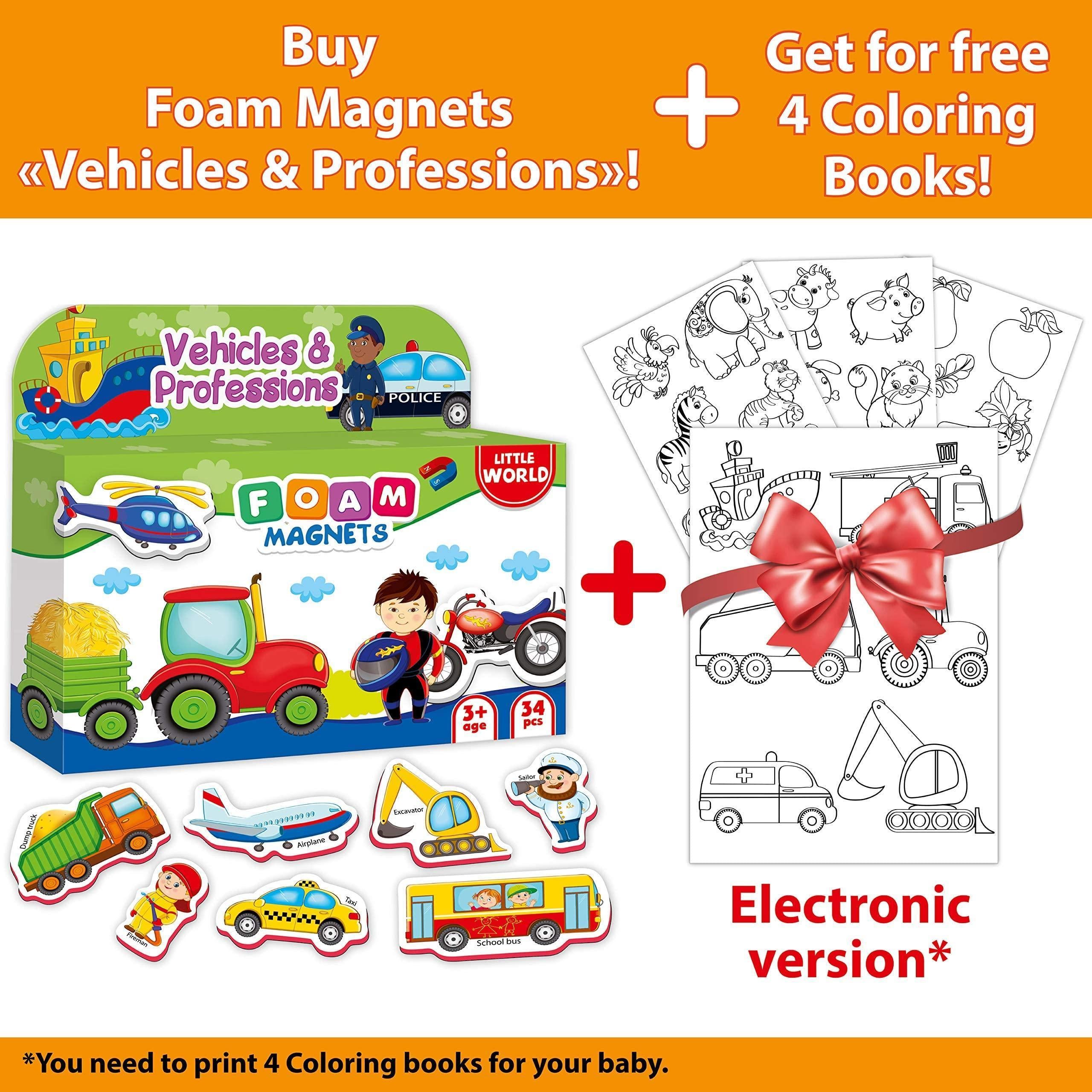 34 Foam Fridge Magnets for Toddlers 3 years Vehicles and Professions Magnets 34 Foam Fridge Magnets for Toddlers 3 years Vehicles and Professions Magnets