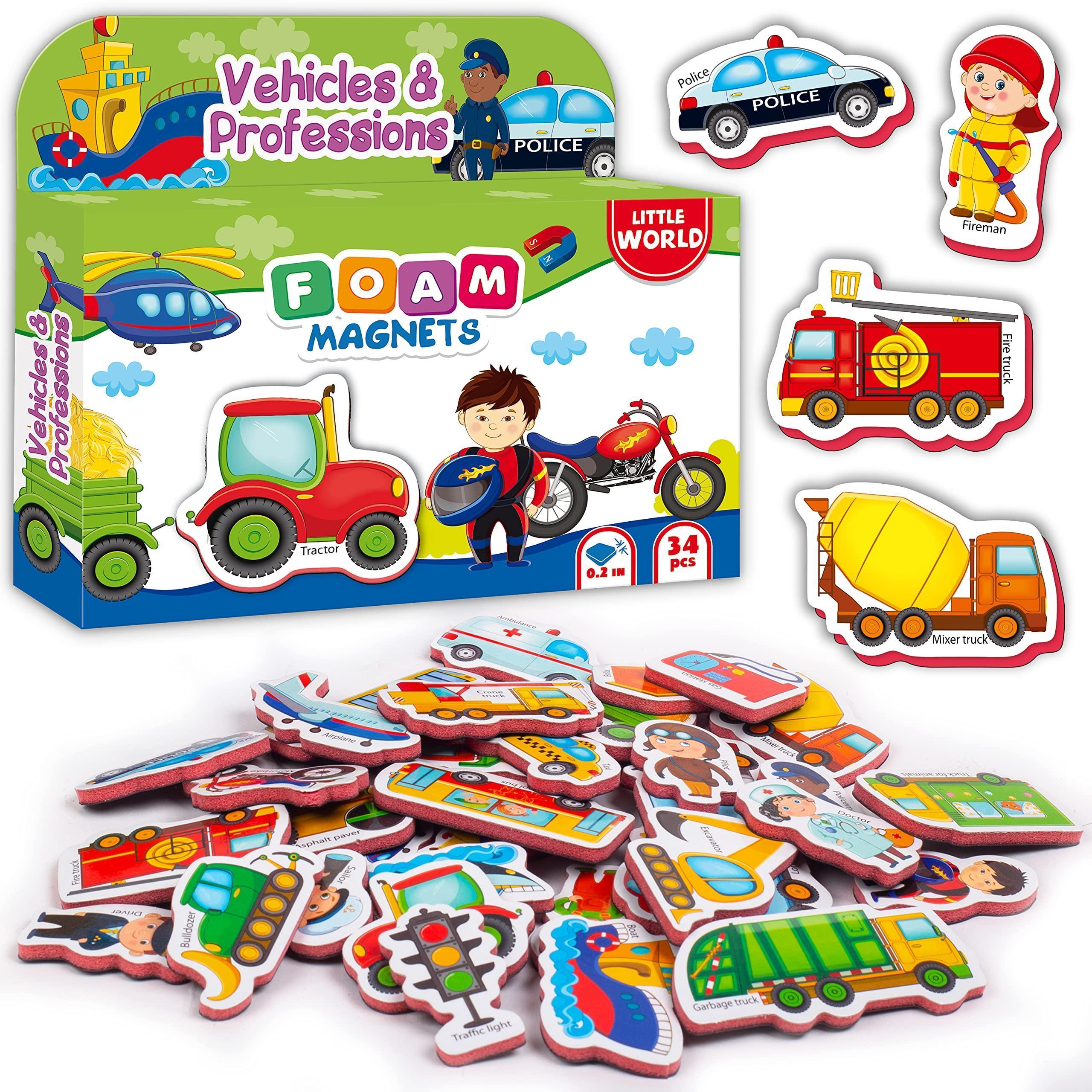 34 Foam Fridge Magnets for Toddlers 3 years Vehicles and Professions Magnets 34 Foam Fridge Magnets for Toddlers 3 years Vehicles and Professions Magnets