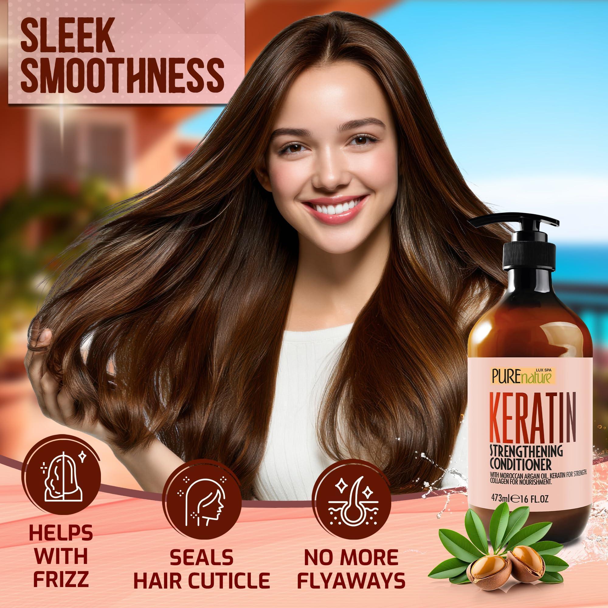 Keratin Conditioner for Women and Men Deep Conditioning Treatment to Repair Dry Damaged Hair and Split Ends 16 Fl Oz Strengthening Sulfate Free Formula Keratin Conditioner for Women and Men Deep Conditioning Treatment to Repair Dry Damaged Hair and Split Ends 16 Fl Oz Strengthening Sulfate Free Formula
