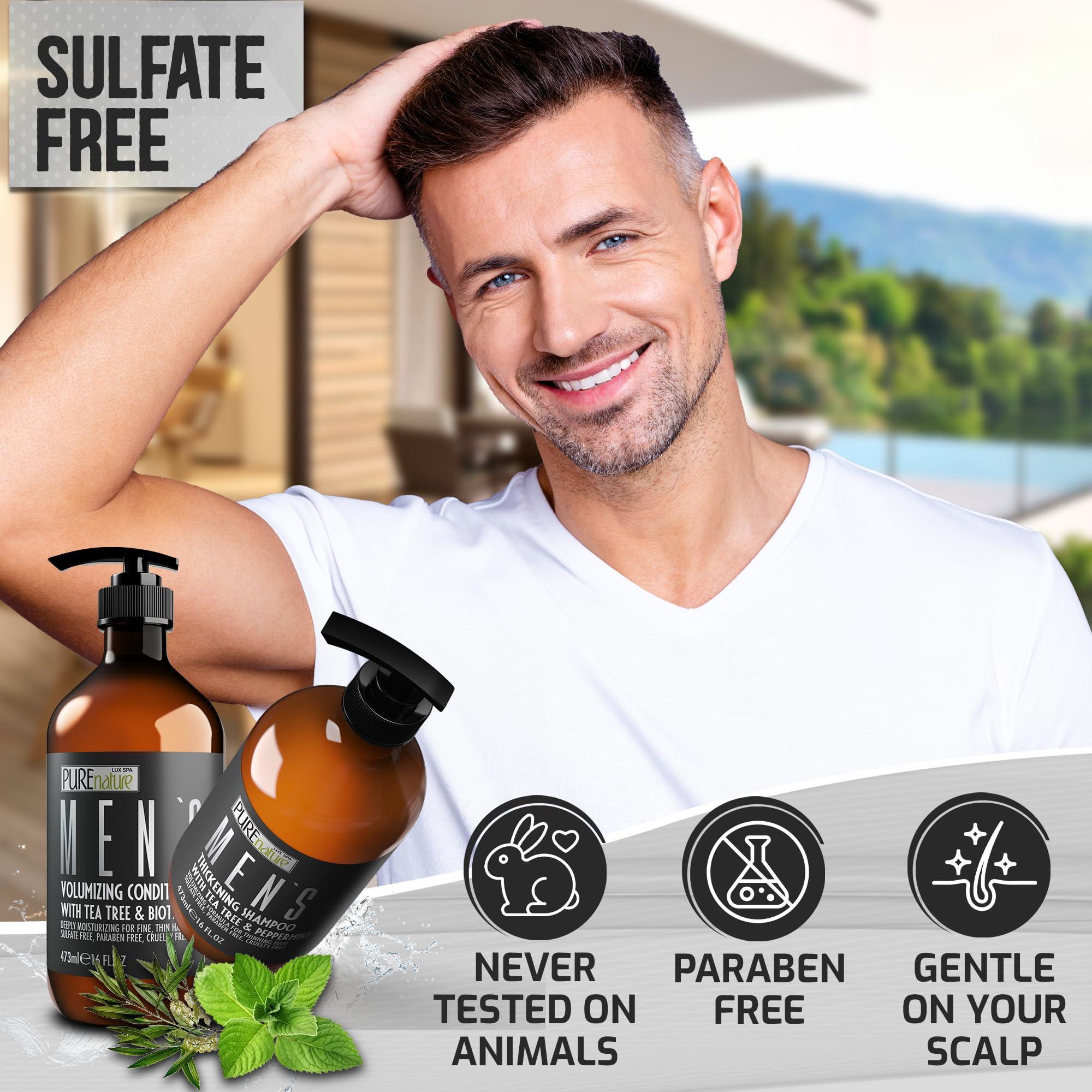 Mens Shampoo and Conditioner Set 16 Fl Oz Set of 2 Sulfate Free Strengthening Thickening Formula for Fuller Hair Helps with Thinning Hair Formulated for Men Mens Shampoo and Conditioner Set 16 Fl Oz Set of 2 Sulfate Free Strengthening Thickening Formula for Fuller Hair Helps with Thinning Hair Formulated for Men