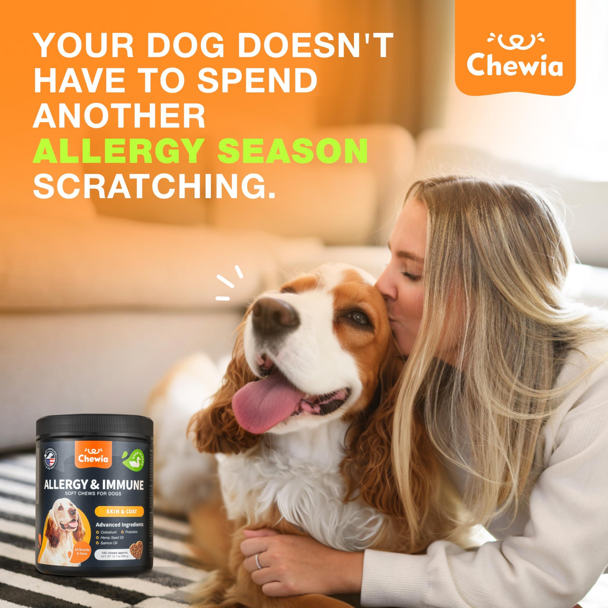 Dog Allergy Relief Chews Itch Relief for Dogs 180 Allergy Chews for Itching Skin with Probiotics, Colostrum, Salmon Oil Allergy, Skin and Coat, Immune, Digestion Support Supplement Hot Spots Dog Allergy Relief Chews Itch Relief for Dogs 180 Allergy Chews for Itching Skin with Probiotics, Colostrum, Salmon Oil Allergy, Skin and Coat, Immune, Digestion Support Supplement Hot Spots
