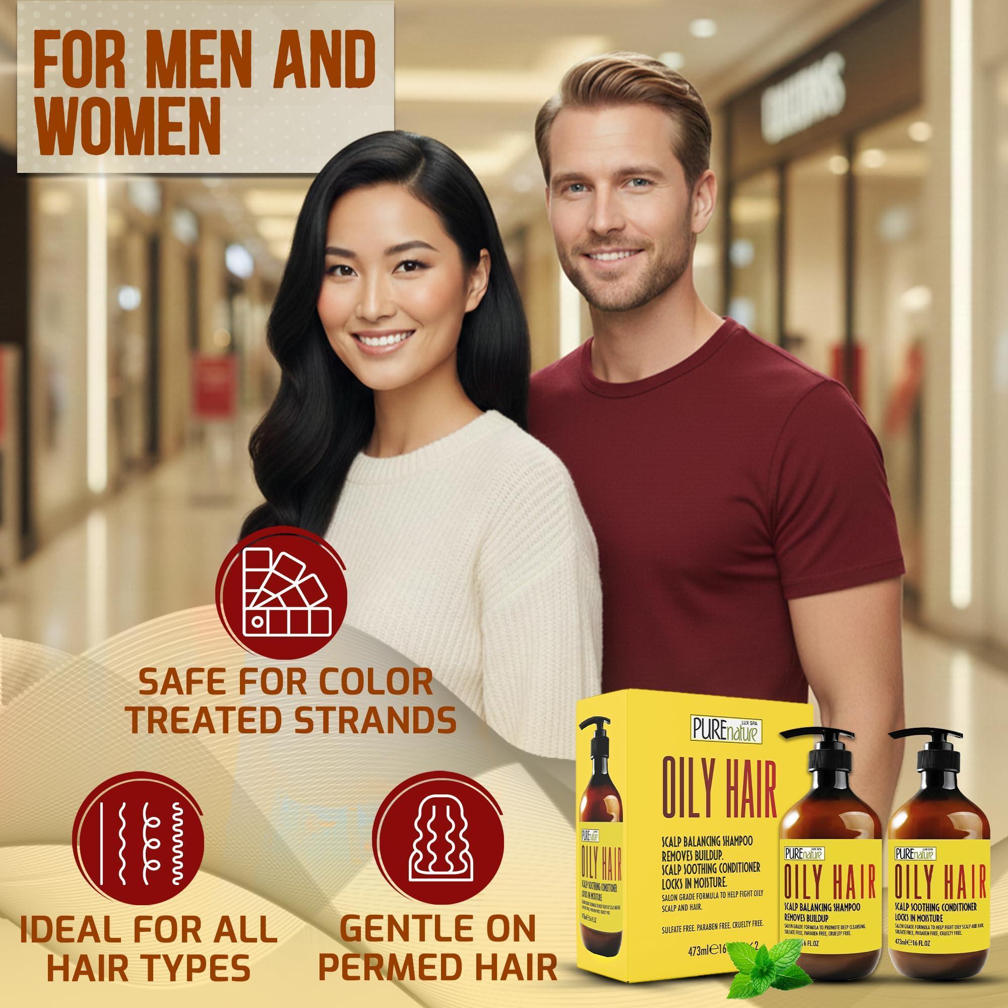Oily Hair Shampoo and Conditioner Set 16 Fl Oz Sulfate Free Moisturizing Cleanse for Oily Flaky Scalps Fights Dandruff and Itchiness Salon Professional Formula For Men and Women Set of 2 Oily Hair Shampoo and Conditioner Set 16 Fl Oz Sulfate Free Moisturizing Cleanse for Oily Flaky Scalps Fights Dandruff and Itchiness Salon Professional Formula For Men and Women Set of 2