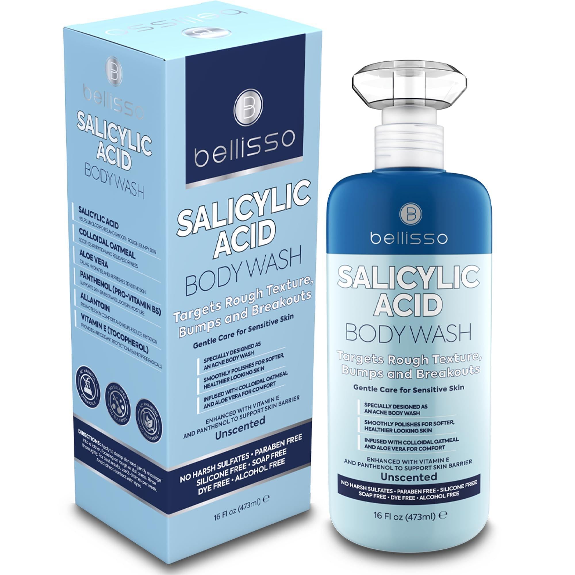 Salicylic Acid Body Wash 16 Fl Oz Mens Womens Exfoliating Liquid Soap for Back Acne and KP For Oily and Sensitive Skin Sulfate Free Formula Salicylic Acid Body Wash 16 Fl Oz Mens Womens Exfoliating Liquid Soap for Back Acne and KP For Oily and Sensitive Skin Sulfate Free Formula