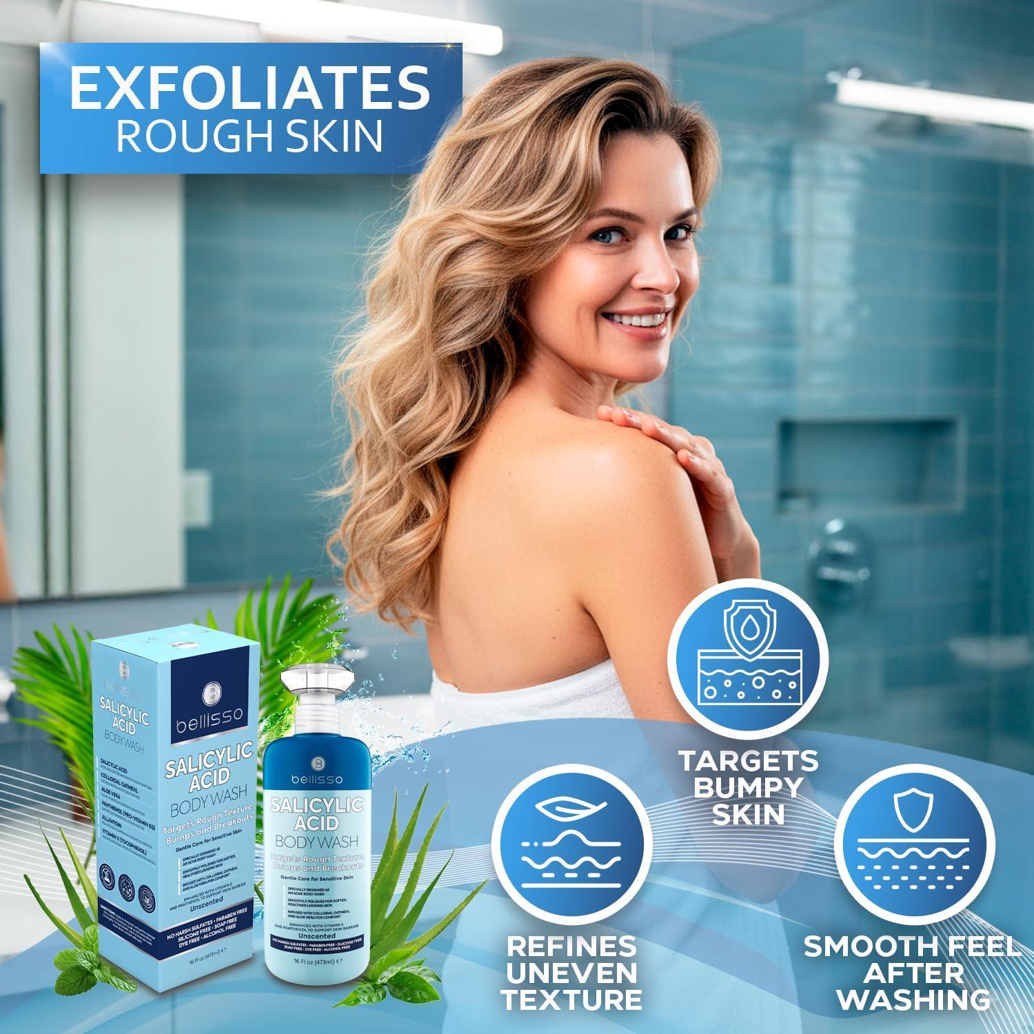Salicylic Acid Body Wash 16 Fl Oz Mens Womens Exfoliating Liquid Soap for Back Acne and KP For Oily and Sensitive Skin Sulfate Free Formula Salicylic Acid Body Wash 16 Fl Oz Mens Womens Exfoliating Liquid Soap for Back Acne and KP For Oily and Sensitive Skin Sulfate Free Formula