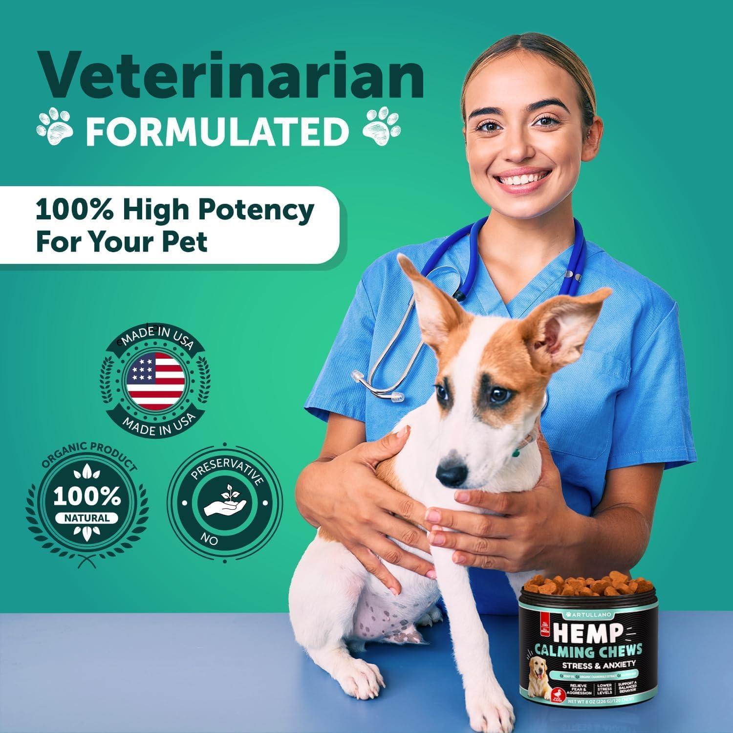 Calming Chews for Dogs 120 Count Anxiety Relief Turmeric & Valerian Calming Chews for Dogs 120 Count Anxiety Relief Turmeric & Valerian
