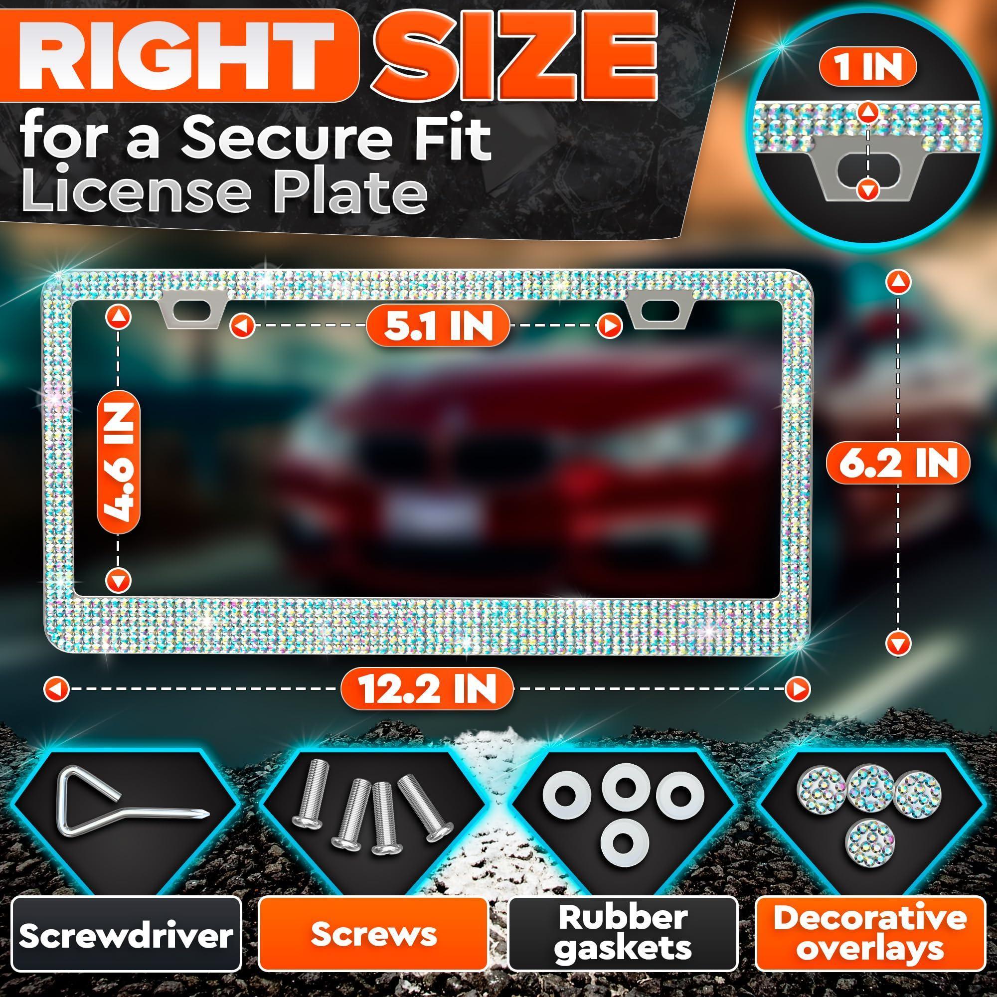 2 Pack Bling License Plate Frames for Women Sparkling Rhinestone License Plate Frame 12.16x6.18 inch with Screws Caps for Easy Installation Cute Bling Car Accessories for Women 2 Pack Bling License Plate Frames for Women Sparkling Rhinestone License Plate Frame 12.16x6.18 inch with Screws Caps for Easy Installation Cute Bling Car Accessories for Women