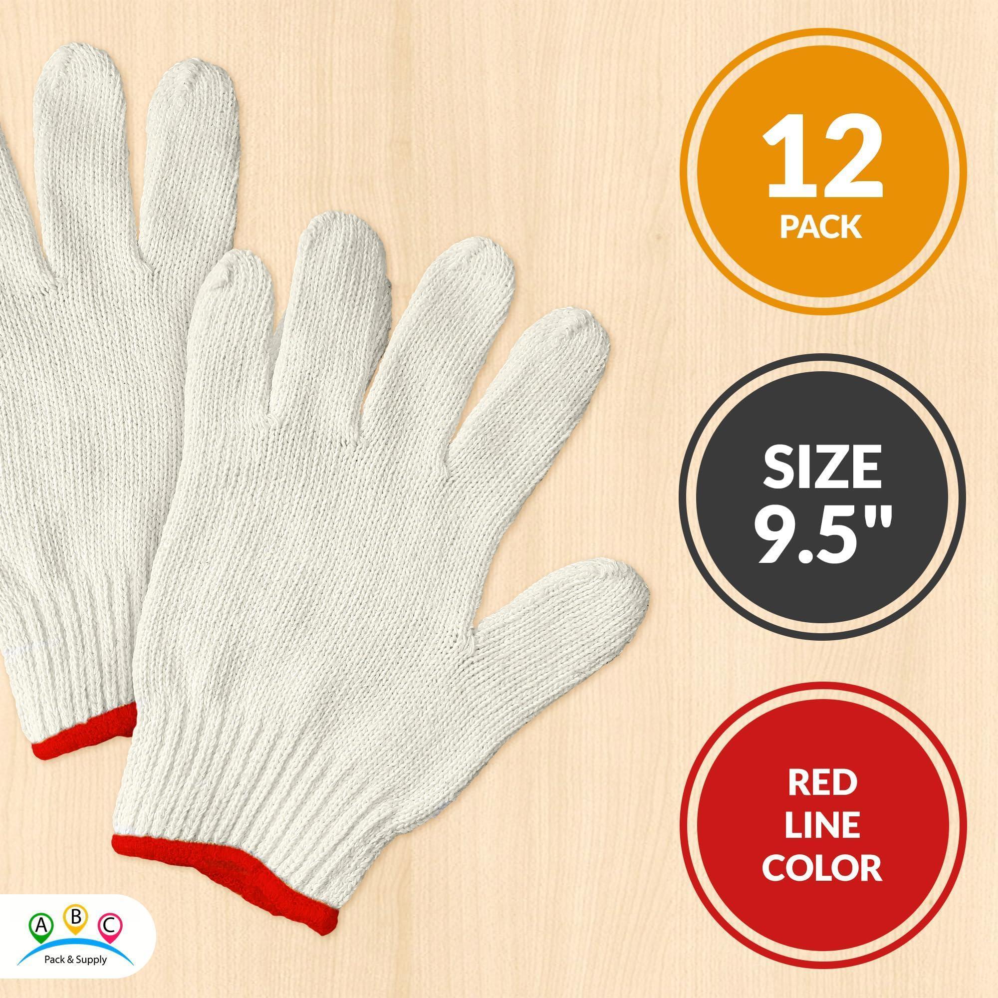 Beige Work Cotton Gloves for Men Women 9.5 Inch Pack of 24 (12 Pairs) String Knit Work Gloves with Red Line Elastic Knit Wrist Washable Cotton Polyester Gardening Gifts Beige Work Cotton Gloves for Men Women 9.5 Inch Pack of 24 (12 Pairs) String Knit Work Gloves with Red Line Elastic Knit Wrist Washable Cotton Polyester Gardening Gifts