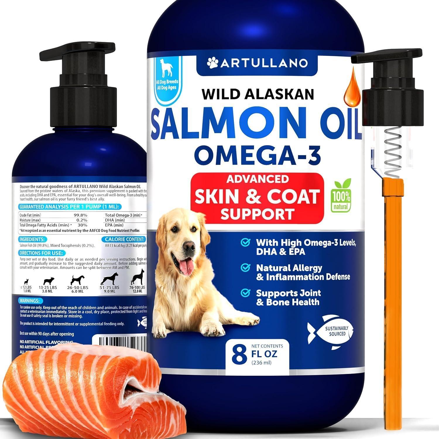 Salmon Oil for Dogs 8 fl oz Omega-3 Wild Alaskan EPA Salmon Oil for Dogs 8 fl oz Omega-3 Wild Alaskan EPA