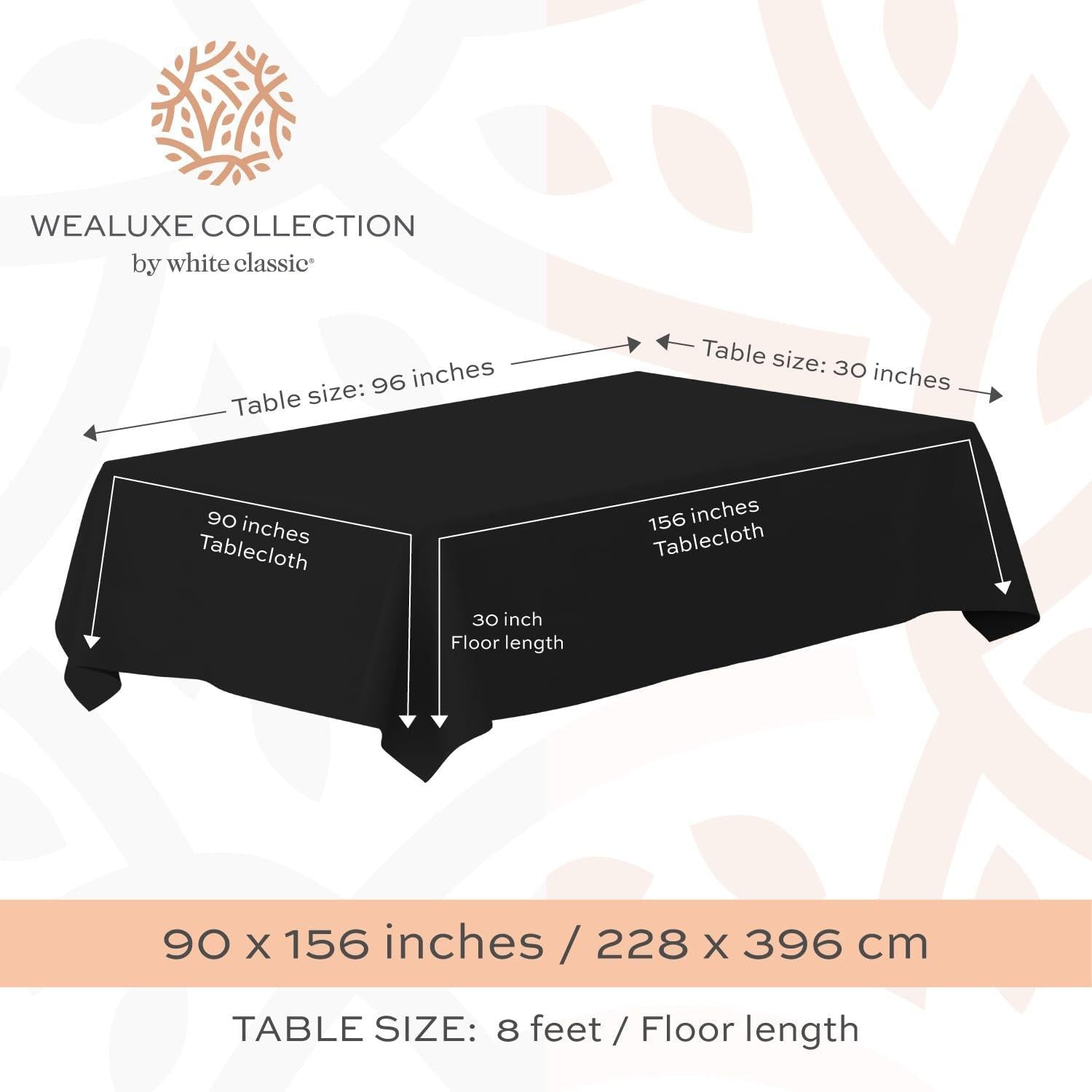 Classic Black Tablecloth 90x156 in Table Clothes for 8 Foot Rectangle Table 2 Pc Classic Black Tablecloth 90x156 in Table Clothes for 8 Foot Rectangle Table 2 Pc