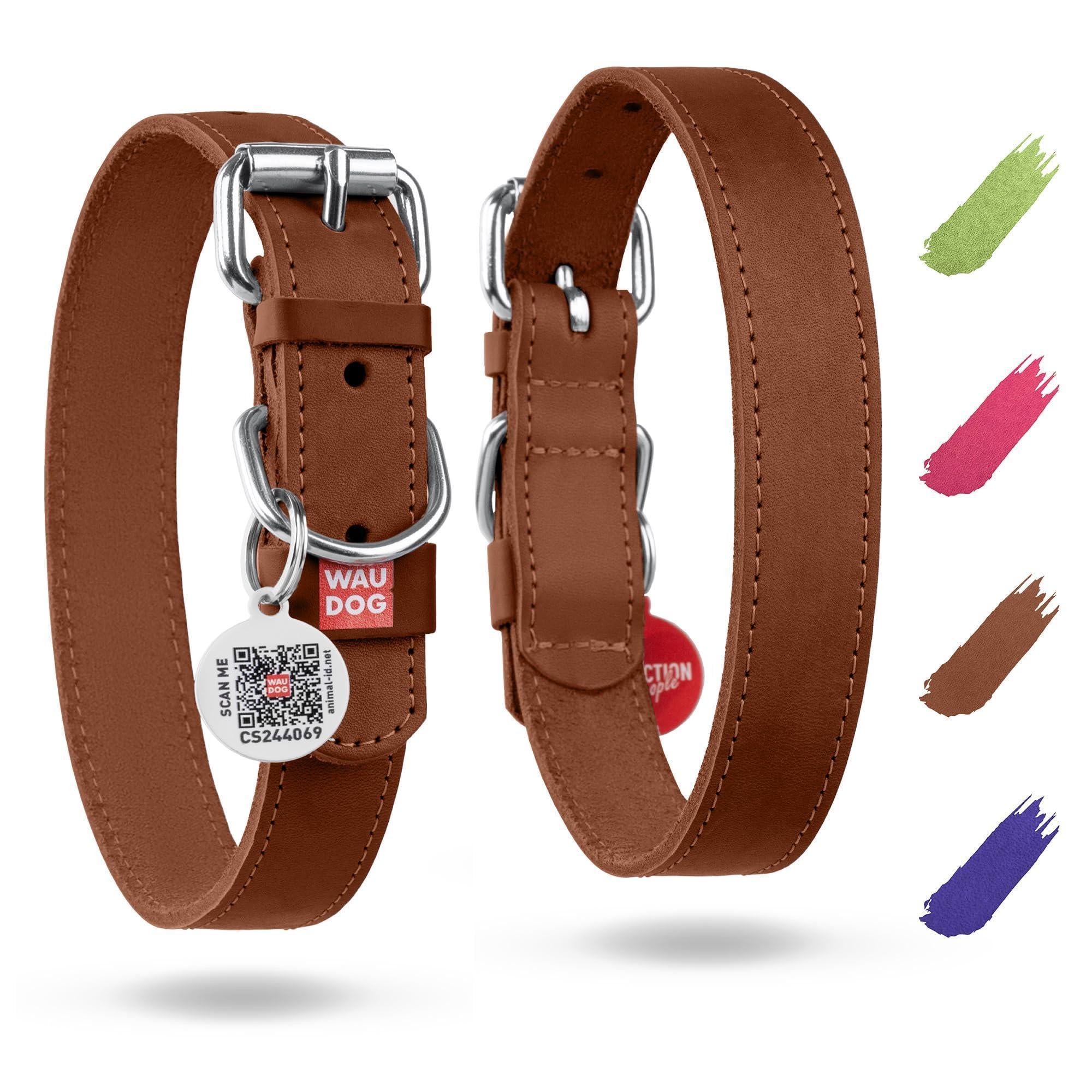 Leather Dog Collar Large Dogs 15–20 in Neck x 1 in Wide Brown Leather Dog Collar Large Dogs 15–20 in Neck x 1 in Wide Brown