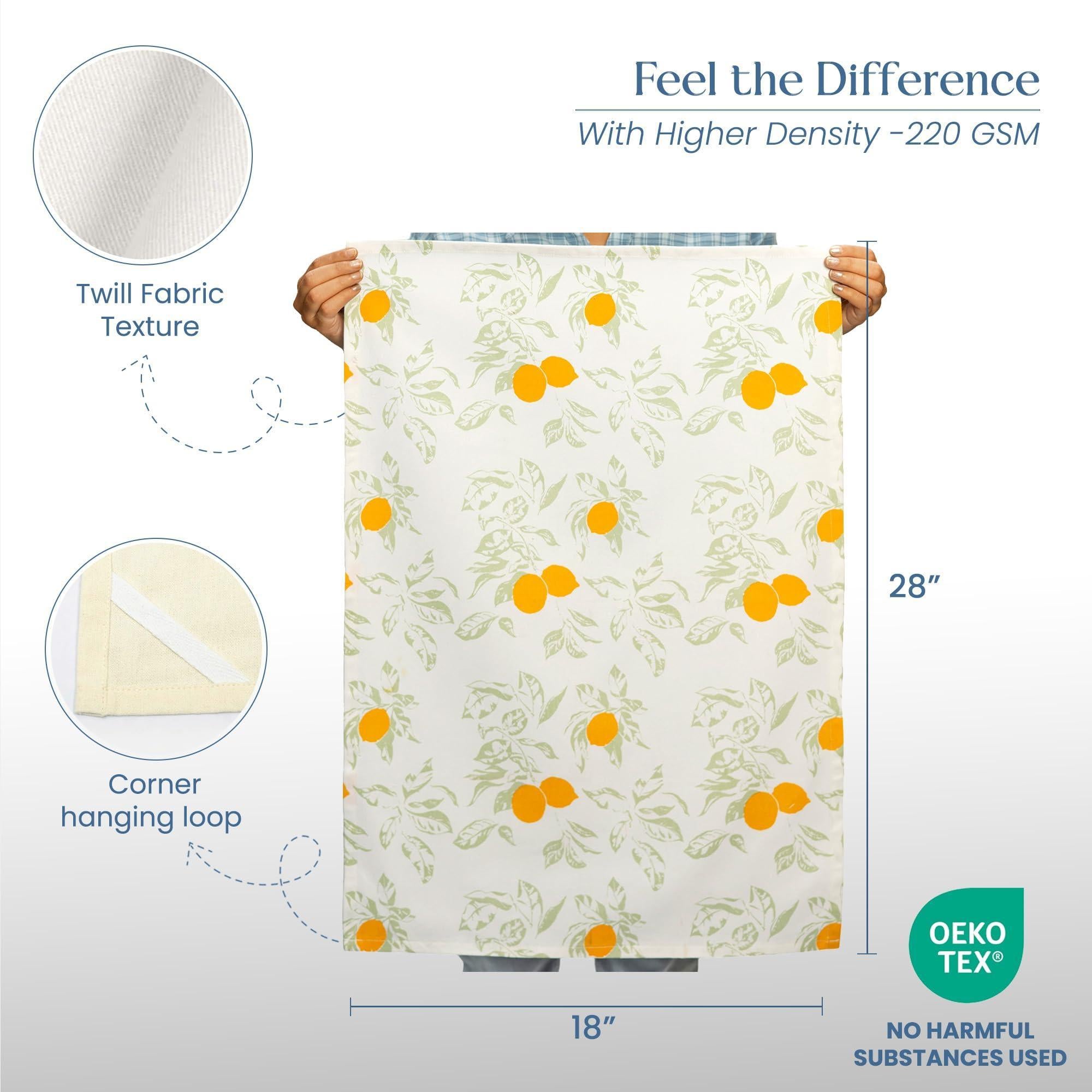 The Fine Living Co. 100% Cotton Kitchen Towels Set of 2 18 x 28 inches Lemon Printed Dish Towels Hand Towels Boho Tea Towels Multifunctional Stylish Absorbent Quick Dry Soft The Fine Living Co. 100% Cotton Kitchen Towels Set of 2 18 x 28 inches Lemon Printed Dish Towels Hand Towels Boho Tea Towels Multifunctional Stylish Absorbent Quick Dry Soft