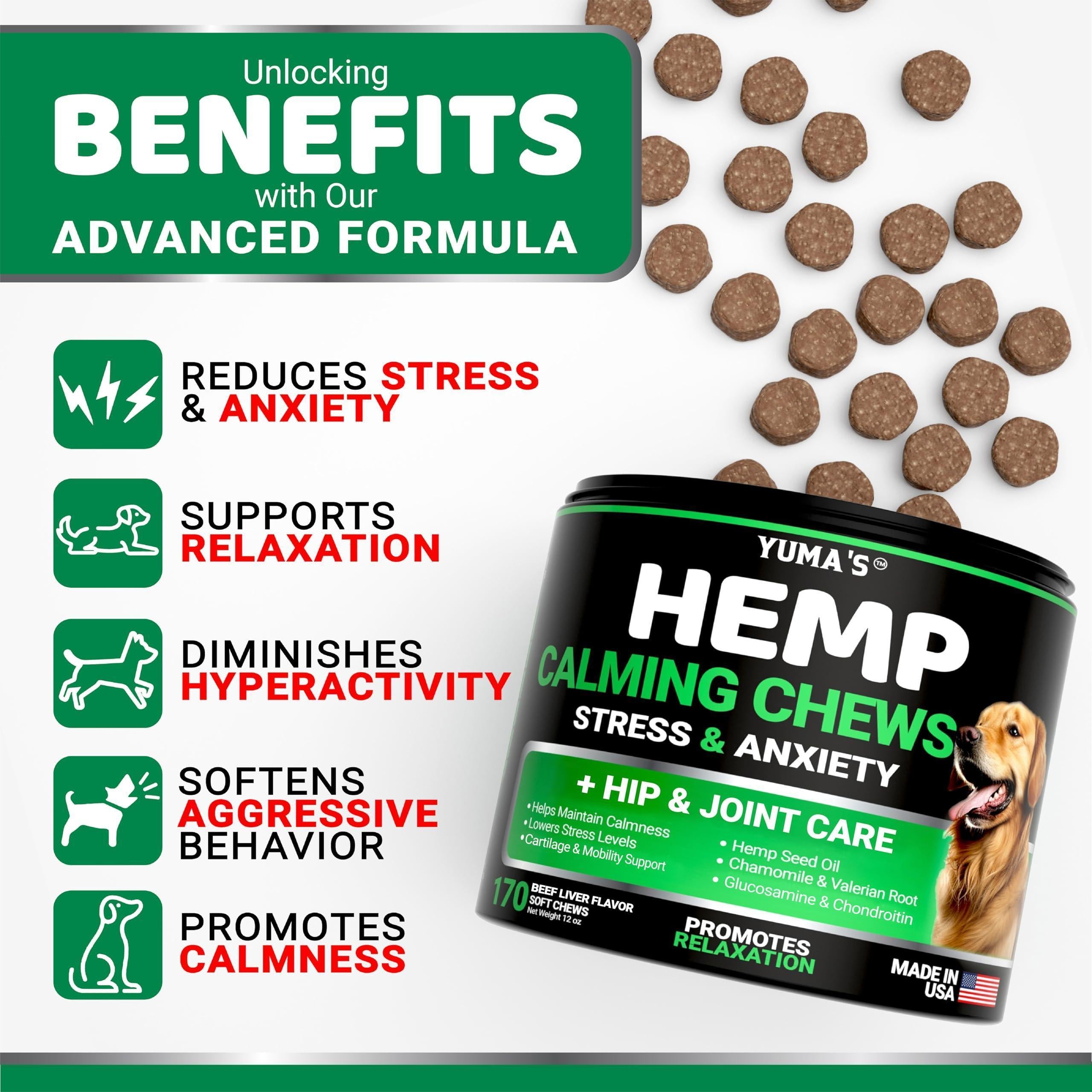 Hemp Calming Chews for Dogs 170 Count Anxiety Relief Beef Flavor Hemp Calming Chews for Dogs 170 Count Anxiety Relief Beef Flavor