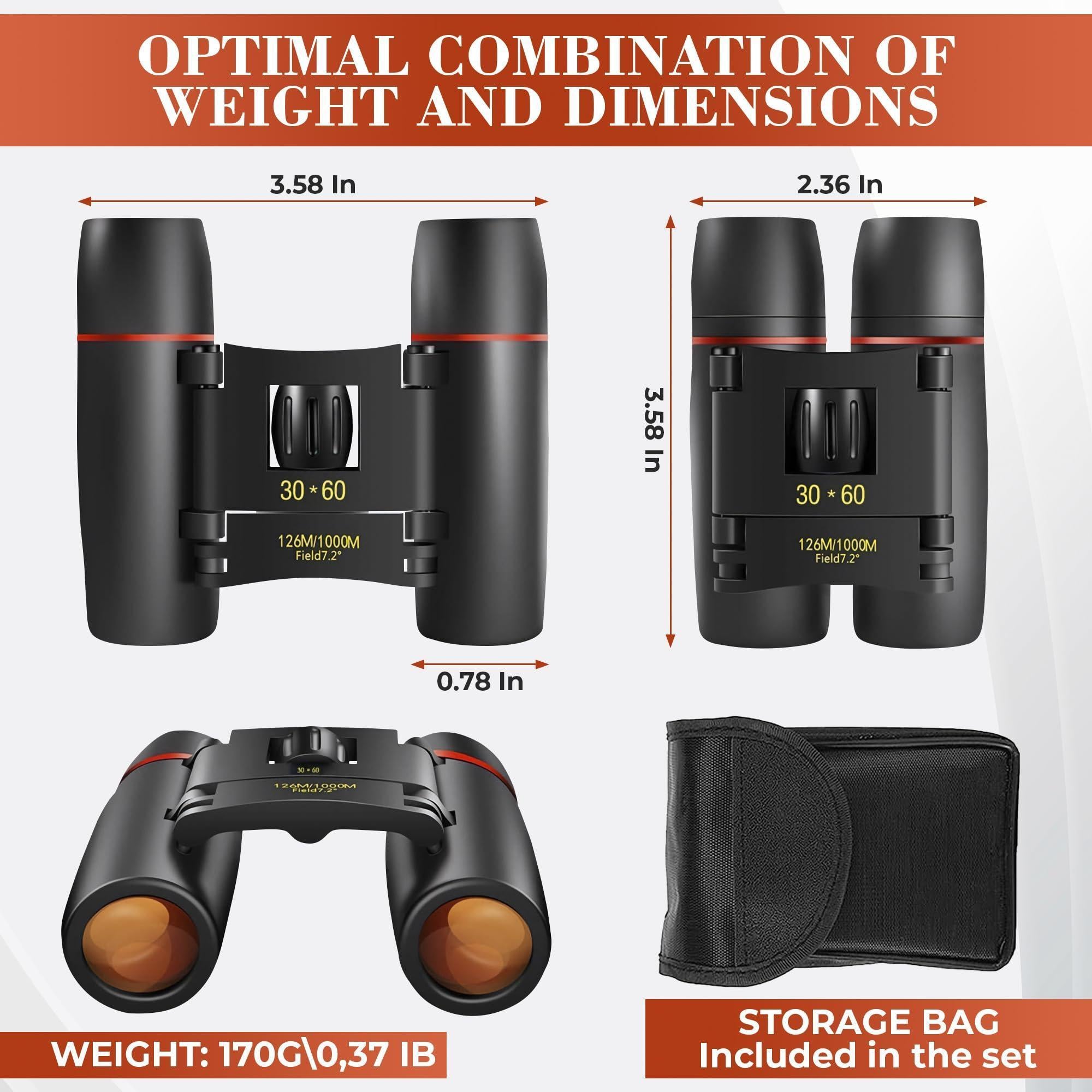 Travel Binoculars 30x60 Wide Field of View Storage Bag for Bird Watching Travel Binoculars 30x60 Wide Field of View Storage Bag for Bird Watching