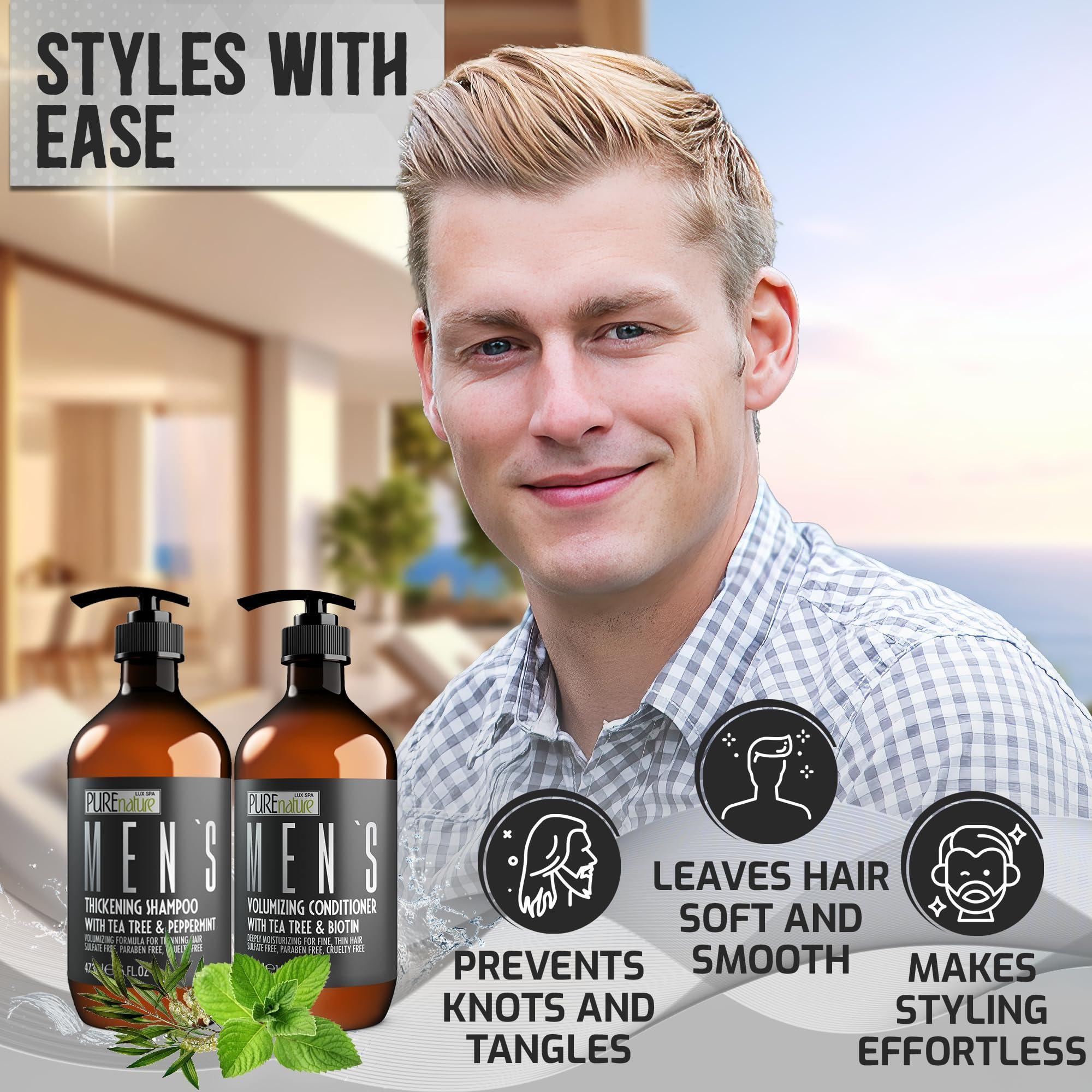 Mens Shampoo and Conditioner Set 16 Fl Oz Set of 2 Sulfate Free Strengthening Thickening Formula for Fuller Hair Helps with Thinning Hair Formulated for Men Mens Shampoo and Conditioner Set 16 Fl Oz Set of 2 Sulfate Free Strengthening Thickening Formula for Fuller Hair Helps with Thinning Hair Formulated for Men