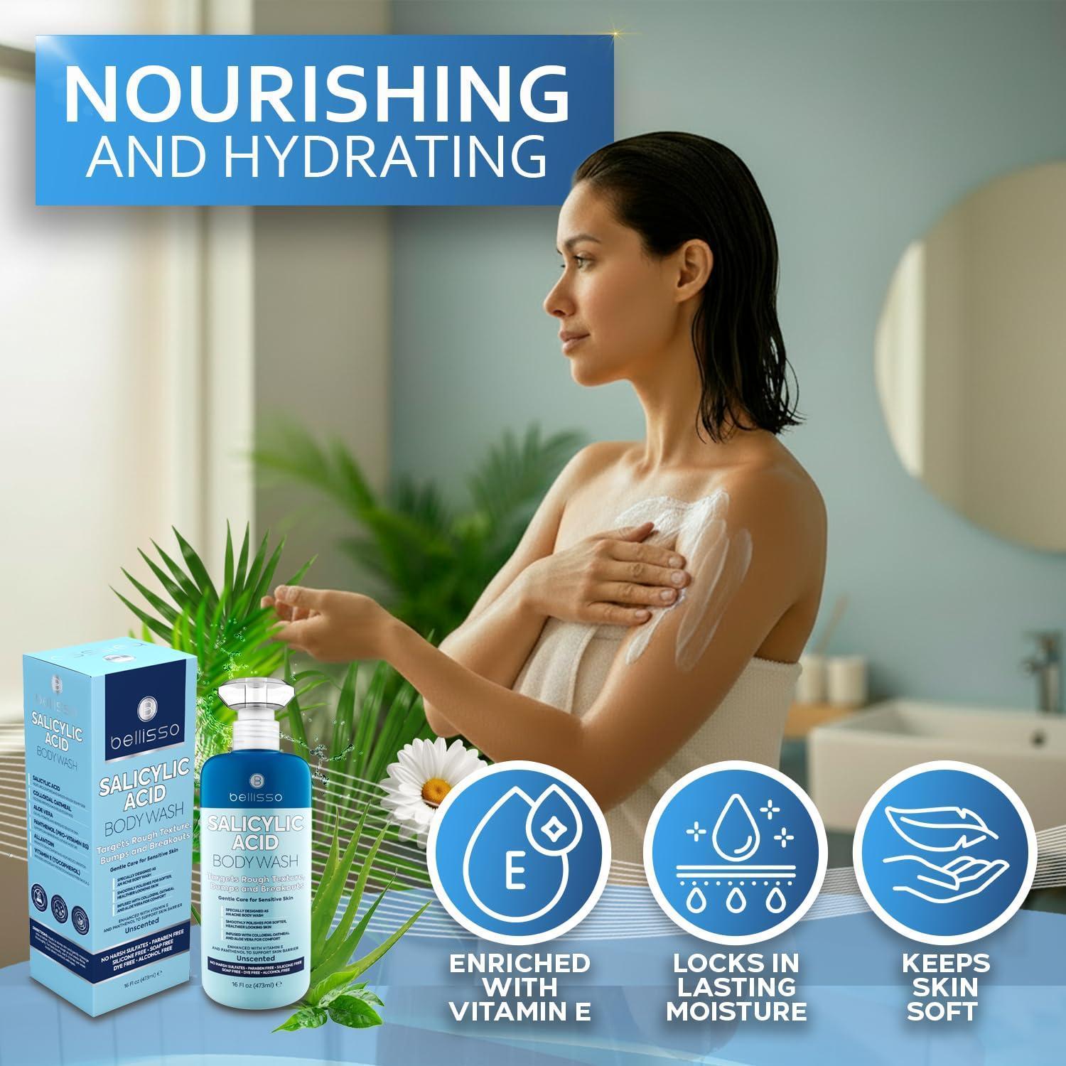 Salicylic Acid Body Wash 16 Fl Oz Mens Womens Exfoliating Liquid Soap for Back Acne and KP For Oily and Sensitive Skin Sulfate Free Formula Salicylic Acid Body Wash 16 Fl Oz Mens Womens Exfoliating Liquid Soap for Back Acne and KP For Oily and Sensitive Skin Sulfate Free Formula