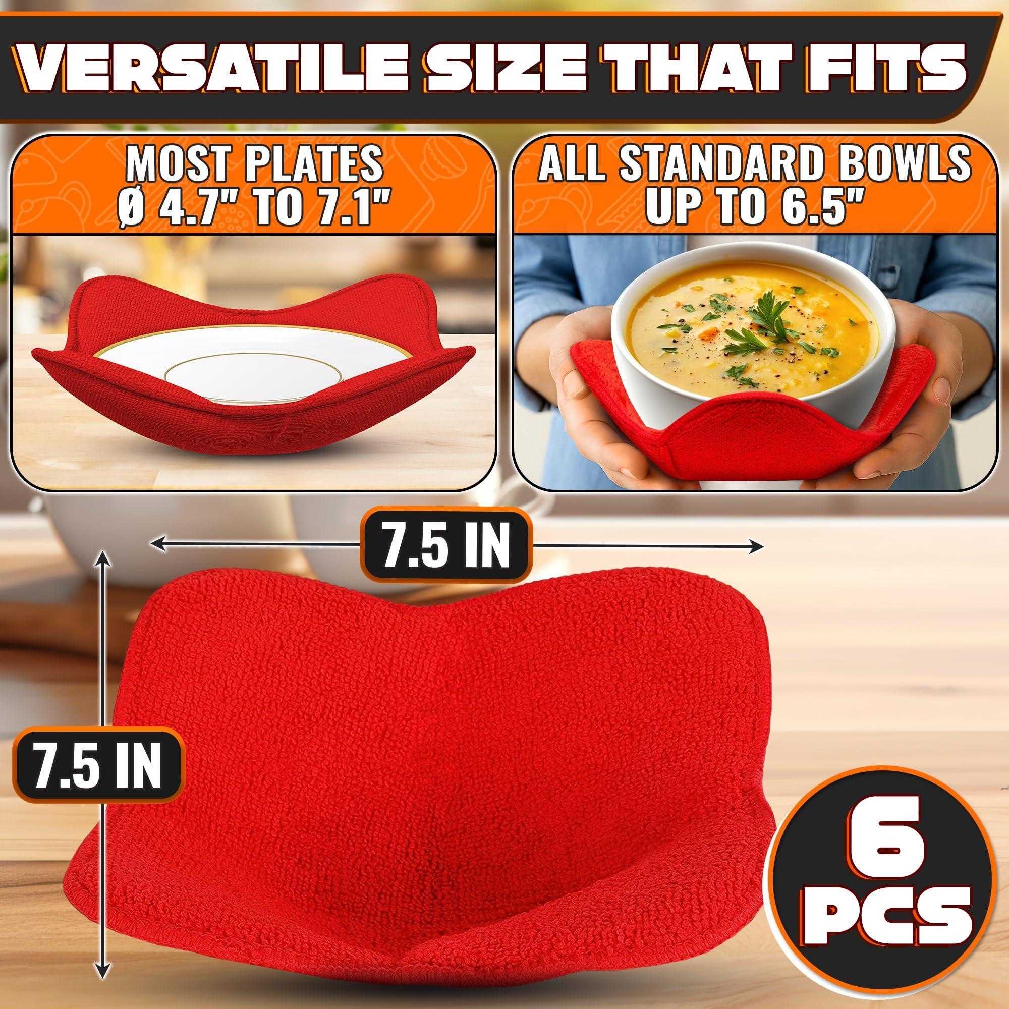 6 Pcs Soup Bowl Holders for Hot Food Heat Resistant Fabric Soup Cozy Bowl Warmer Holder for Kitchen Fits Standard Dishes up to 6.5 & Plates 7.1 – Washable & Reusable Safe Handling & Trivet Use 6 Pcs Soup Bowl Holders for Hot Food Heat Resistant Fabric Soup Cozy Bowl Warmer Holder for Kitchen Fits Standard Dishes up to 6.5 & Plates 7.1 – Washable & Reusable Safe Handling & Trivet Use