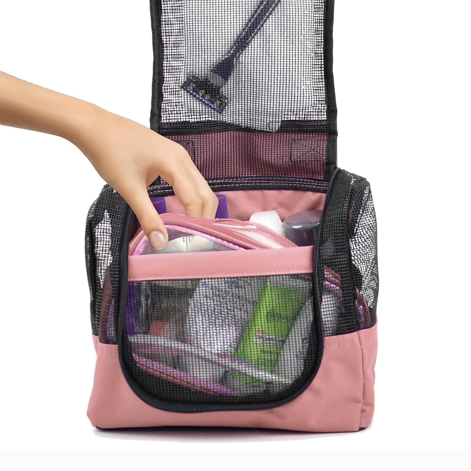 The Fine Living Co. USA Portable Hanging Shower Caddy Organizer with 1 Free Toiletries Case Quick Dry Mesh Shower Caddy Tote Bag Included 1 Metal Hook Perfect for Dorm Camp Travel Gym Pink The Fine Living Co. USA Portable Hanging Shower Caddy Organizer with 1 Free Toiletries Case Quick Dry Mesh Shower Caddy Tote Bag Included 1 Metal Hook Perfect for Dorm Camp Travel Gym Pink
