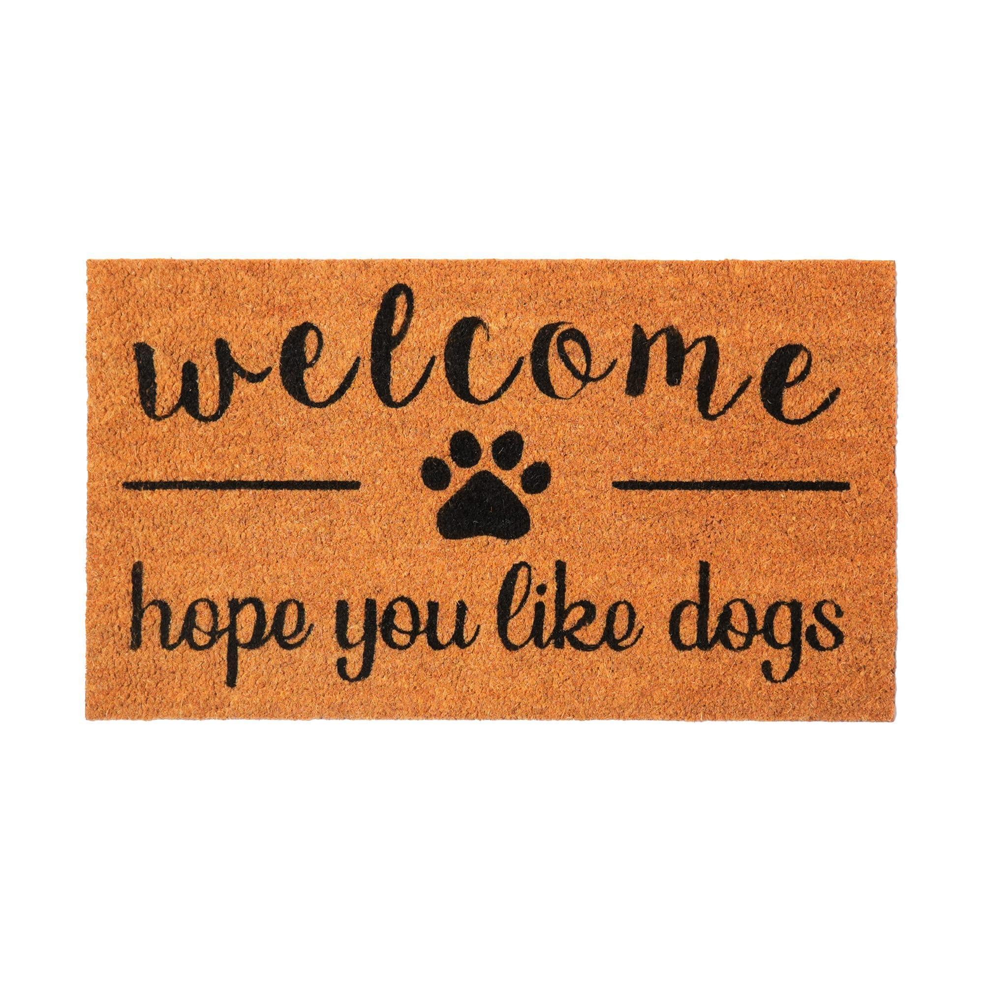 Coir Doormat Non-Slip PVC Backing 'Hope You Like Dogs' Print 30x17 in Beige & Black Coir Doormat Non-Slip PVC Backing 'Hope You Like Dogs' Print 30x17 in Beige & Black