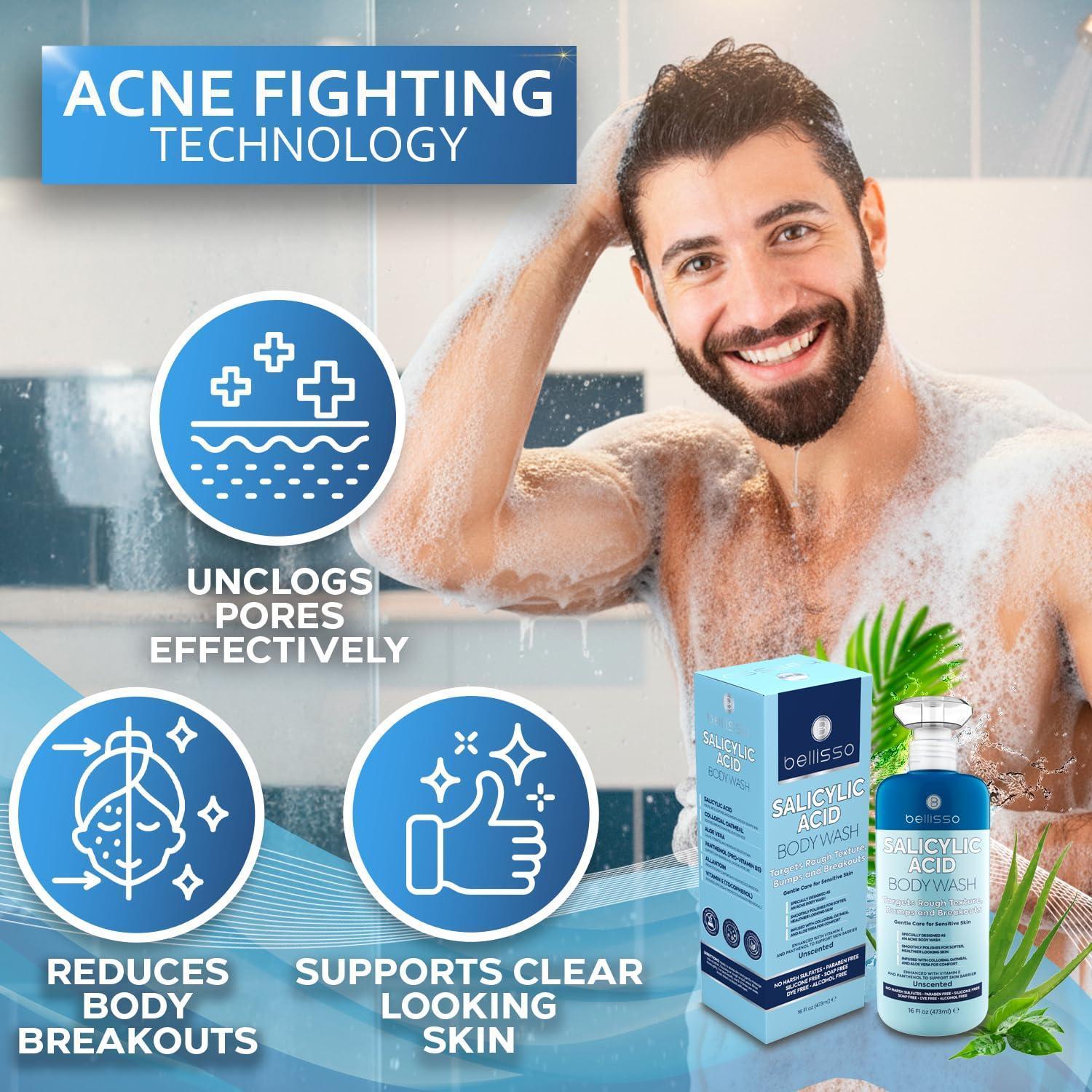 Salicylic Acid Body Wash 16 Fl Oz Mens Womens Exfoliating Liquid Soap for Back Acne and KP For Oily and Sensitive Skin Sulfate Free Formula Salicylic Acid Body Wash 16 Fl Oz Mens Womens Exfoliating Liquid Soap for Back Acne and KP For Oily and Sensitive Skin Sulfate Free Formula