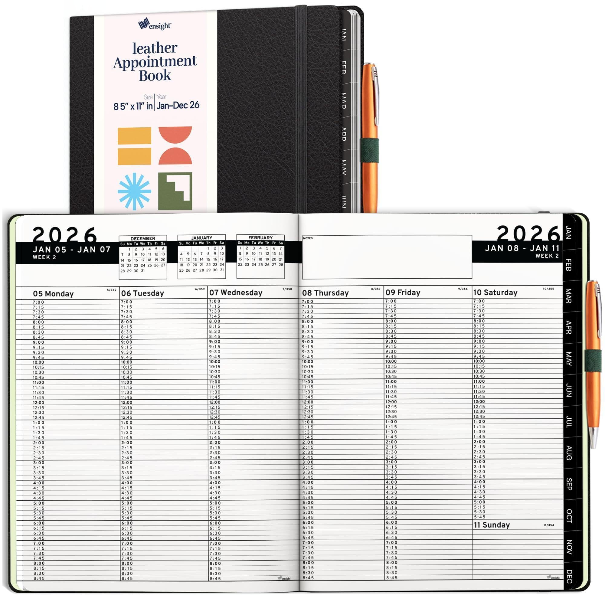 2026 Hardcover Appointment Book Planner 8.5x11 inch Black Large Tabbed Daily Hourly Weekly Planner Schedule Book 15 Minute time Slots Business & Personal Planner Jan 2026 Dec 2026 Black 2026 Hardcover Appointment Book Planner 8.5x11 inch Black Large Tabbed Daily Hourly Weekly Planner Schedule Book 15 Minute time Slots Business & Personal Planner Jan 2026 Dec 2026 Black