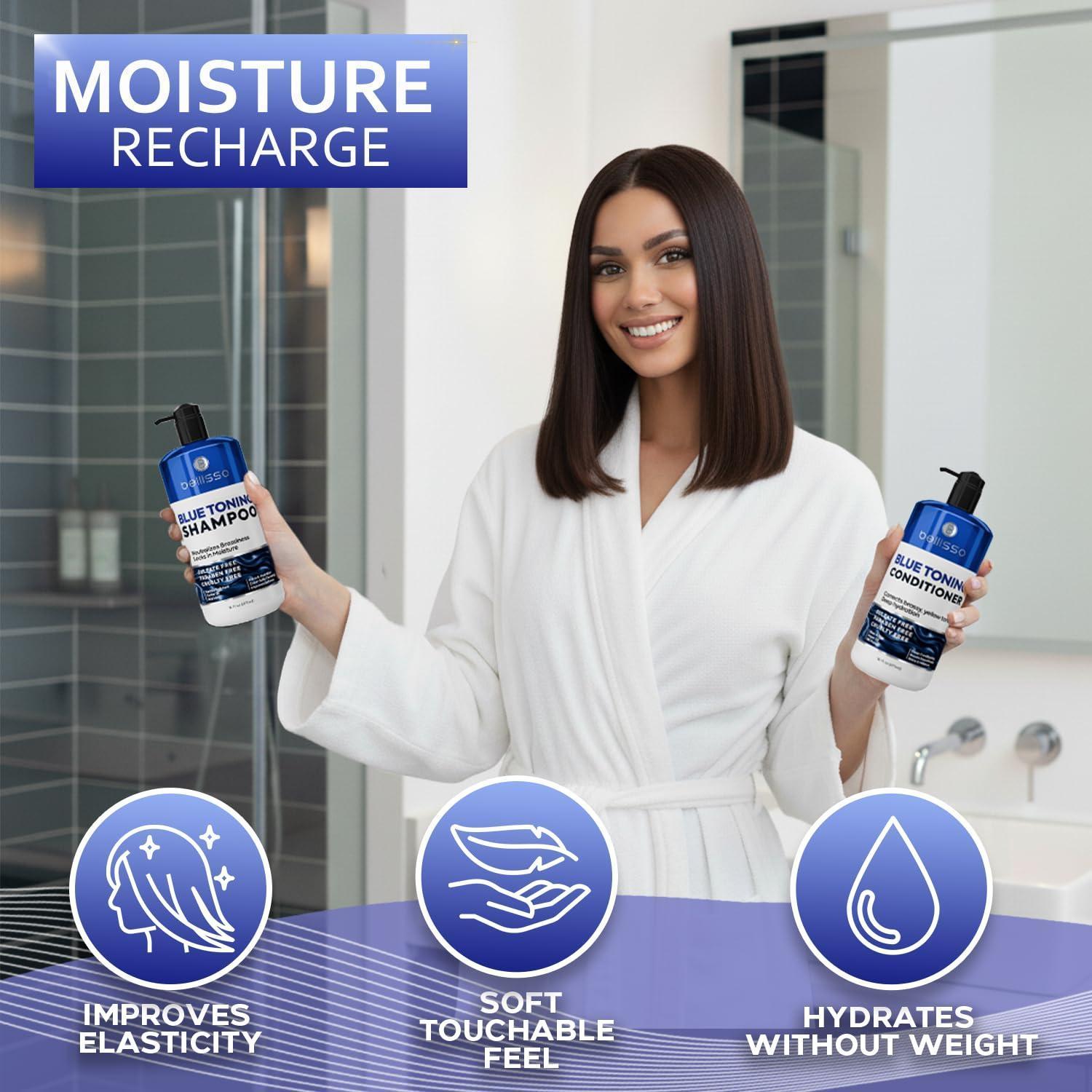 Blue Shampoo and Conditioner Set 16 Fl Oz Set of 2 Sulfate Free and Paraben Free Neutralizing Toner to Correct Orange Brassy Hair Back to Brunette Professional Formula For Women Men Blue Shampoo and Conditioner Set 16 Fl Oz Set of 2 Sulfate Free and Paraben Free Neutralizing Toner to Correct Orange Brassy Hair Back to Brunette Professional Formula For Women Men