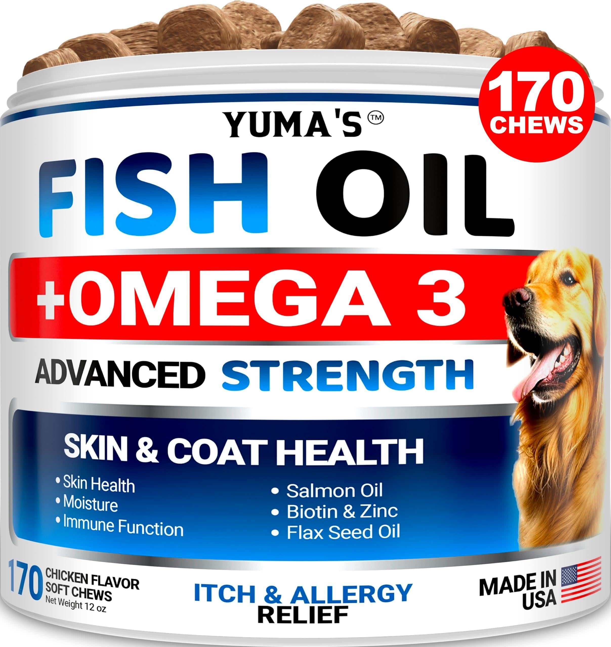 Omega-3 Fish Oil for Dogs 170 Chews Skin & Coat Supplement Omega-3 Fish Oil for Dogs 170 Chews Skin & Coat Supplement