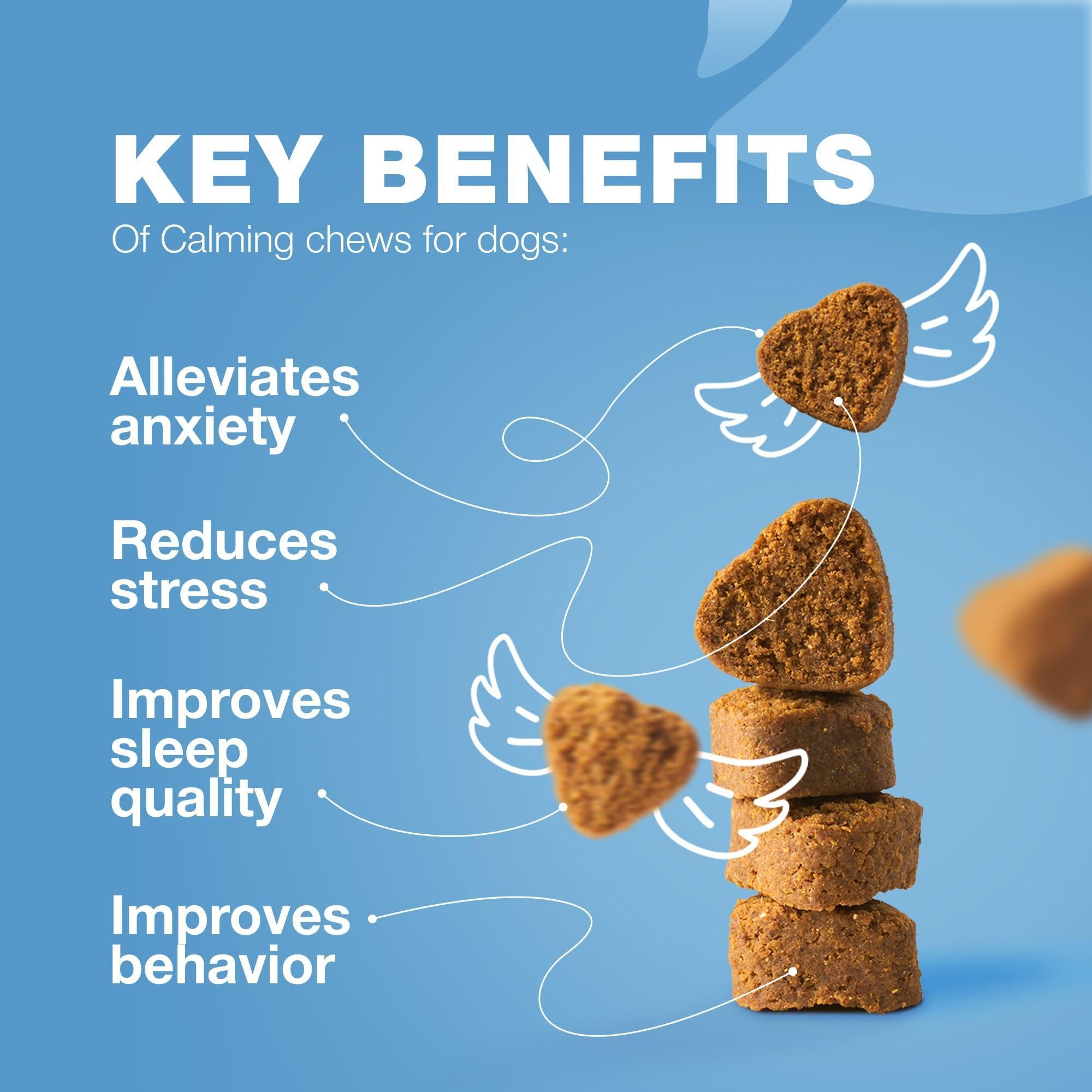 Calming Chews for Dogs Anxiety Relief Melatonin & Valerian Root Calming Chews for Dogs Anxiety Relief Melatonin & Valerian Root