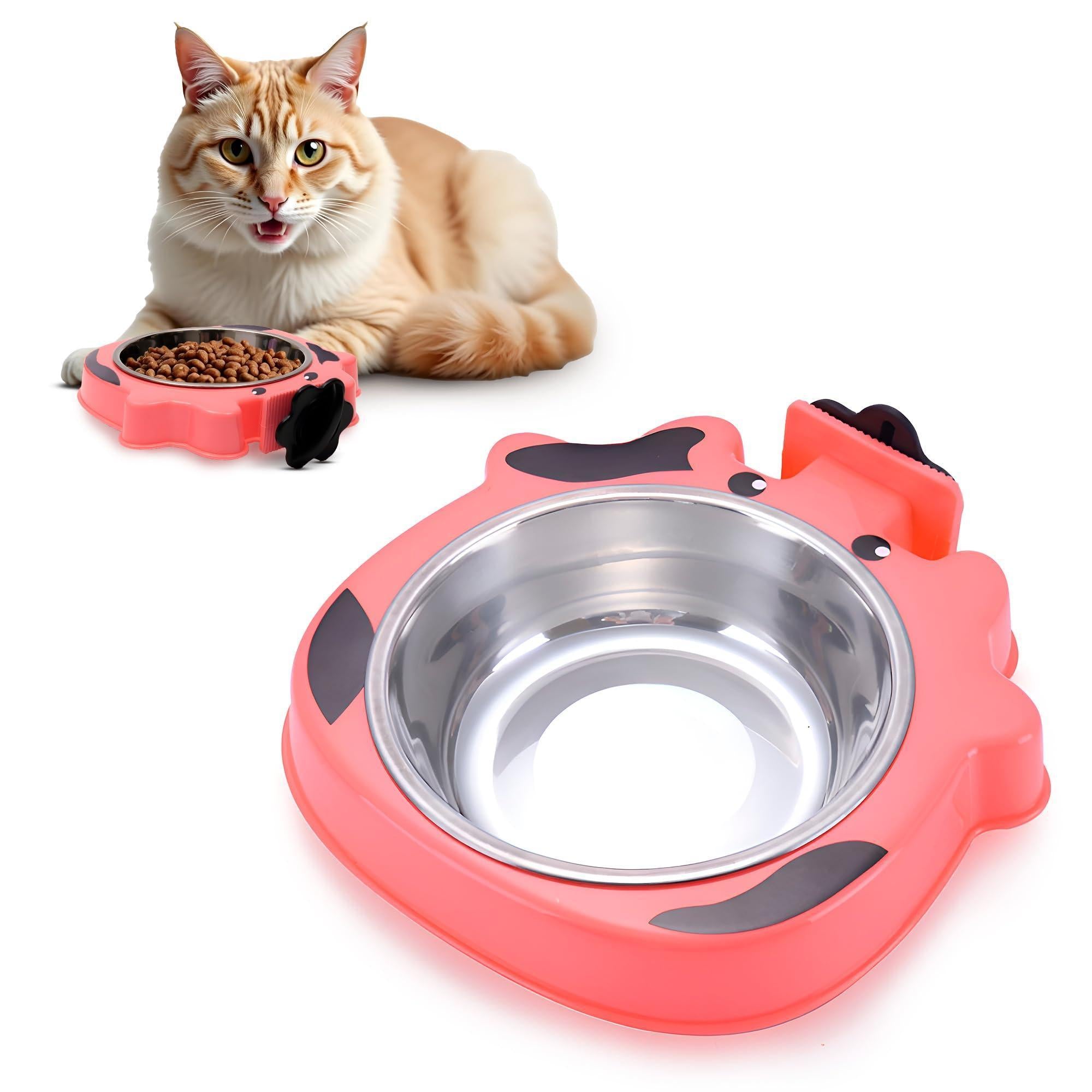 Crate Water Bowl for Dogs & Cats No-Spill Stainless Steel 7.5x7.4x1.7 in Pink Crate Water Bowl for Dogs & Cats No-Spill Stainless Steel 7.5x7.4x1.7 in Pink