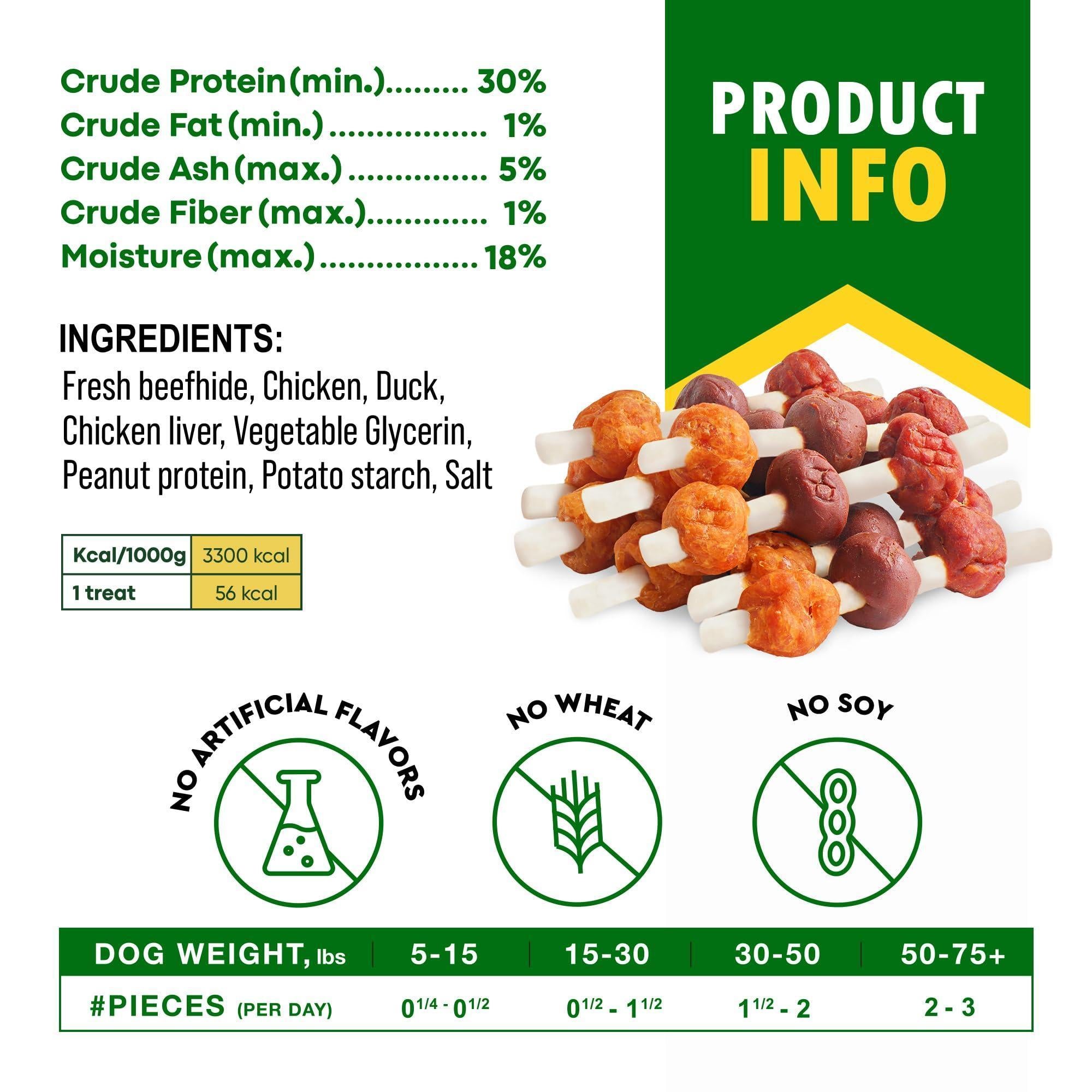 Kabob Dog Treats Duck & Chicken Rawhide-Free & Grain-Free Dental Support Kabob Dog Treats Duck & Chicken Rawhide-Free & Grain-Free Dental Support