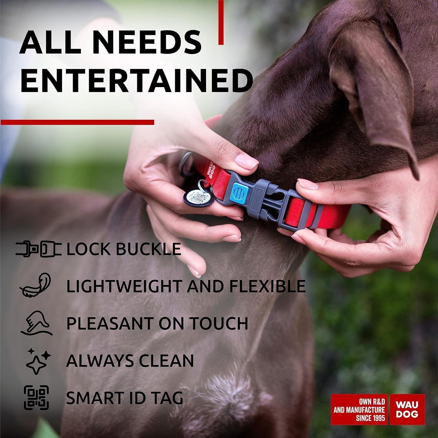 Waterproof Dog Collar Adjustable 17–28 in Neck x 1 3/5 in Wide Buckle & QR Tag Red Waterproof Dog Collar Adjustable 17–28 in Neck x 1 3/5 in Wide Buckle & QR Tag Red