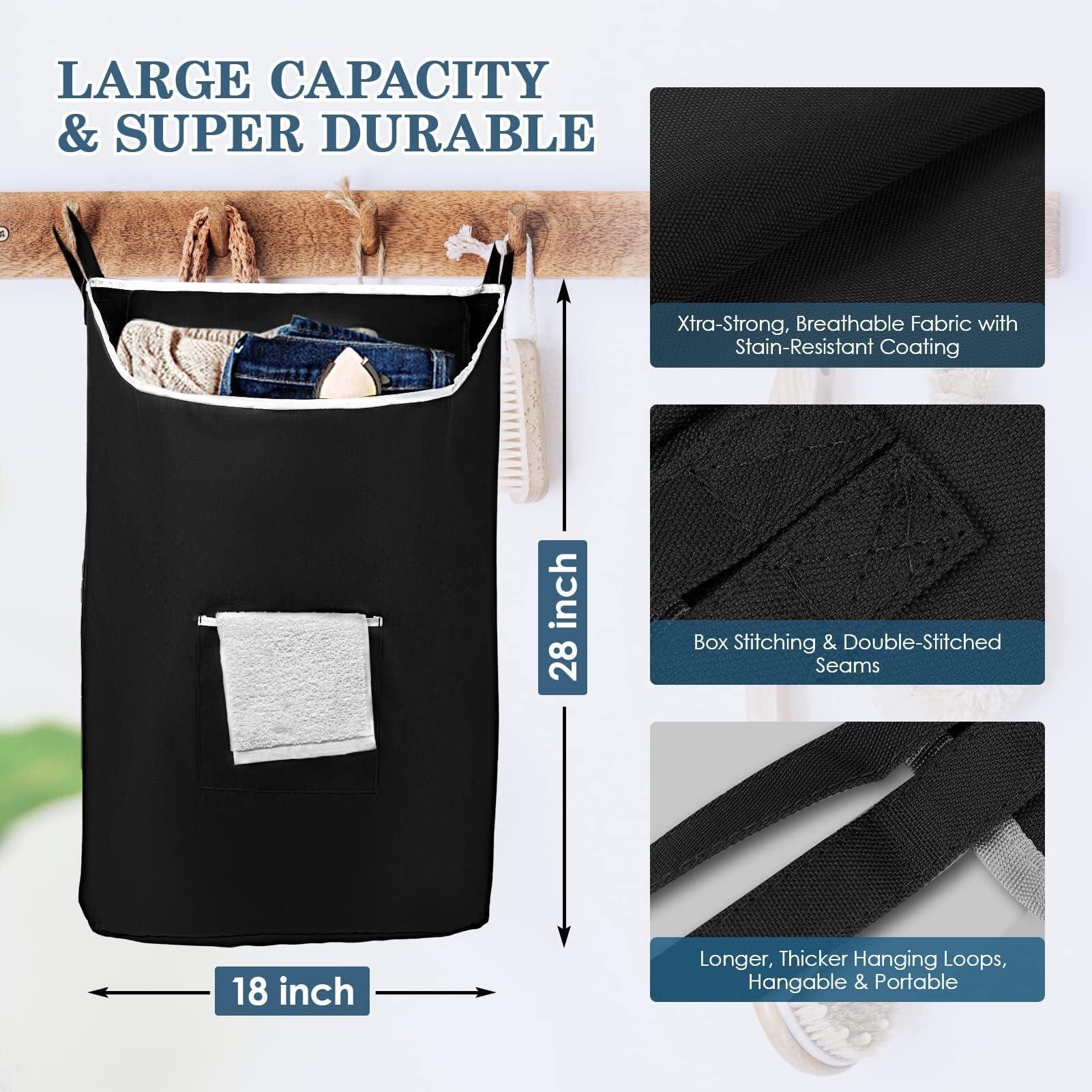 The Fine Living Co. Large Hanging Laundry Hamper with Over Door Hooks & Adhesive Durable Space Saving Laundry Bag with Zipper and Wide Open Top Hanging Dorm Laundry Hamper 18 x4.75 x28 (Black L) The Fine Living Co. Large Hanging Laundry Hamper with Over Door Hooks & Adhesive Durable Space Saving Laundry Bag with Zipper and Wide Open Top Hanging Dorm Laundry Hamper 18 x4.75 x28 (Black L)