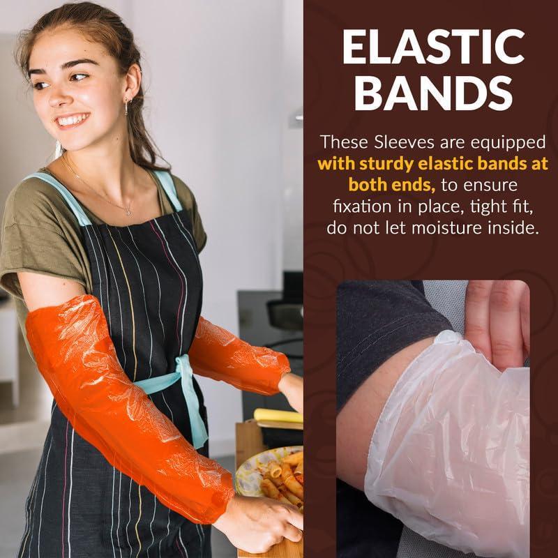 Disposable Sleeve Protectors for Arms 18 Inch Long Pack of 100 Orange Disposable Arm Sleeve Protectors with Elastic Ends 1 mil Thick and Waterproof Polyethylene Disposable Sleeves to Cover Arms Disposable Sleeve Protectors for Arms 18 Inch Long Pack of 100 Orange Disposable Arm Sleeve Protectors with Elastic Ends 1 mil Thick and Waterproof Polyethylene Disposable Sleeves to Cover Arms