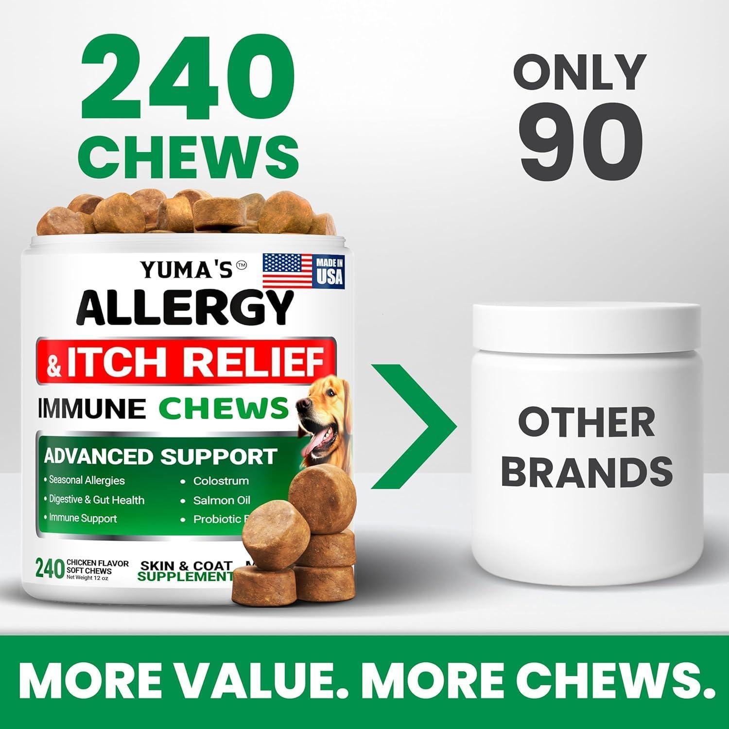 Dog Allergy Relief Chews 240 Count Itch Relief Omega-3 Fish Oil Skin & Coat Dog Allergy Relief Chews 240 Count Itch Relief Omega-3 Fish Oil Skin & Coat