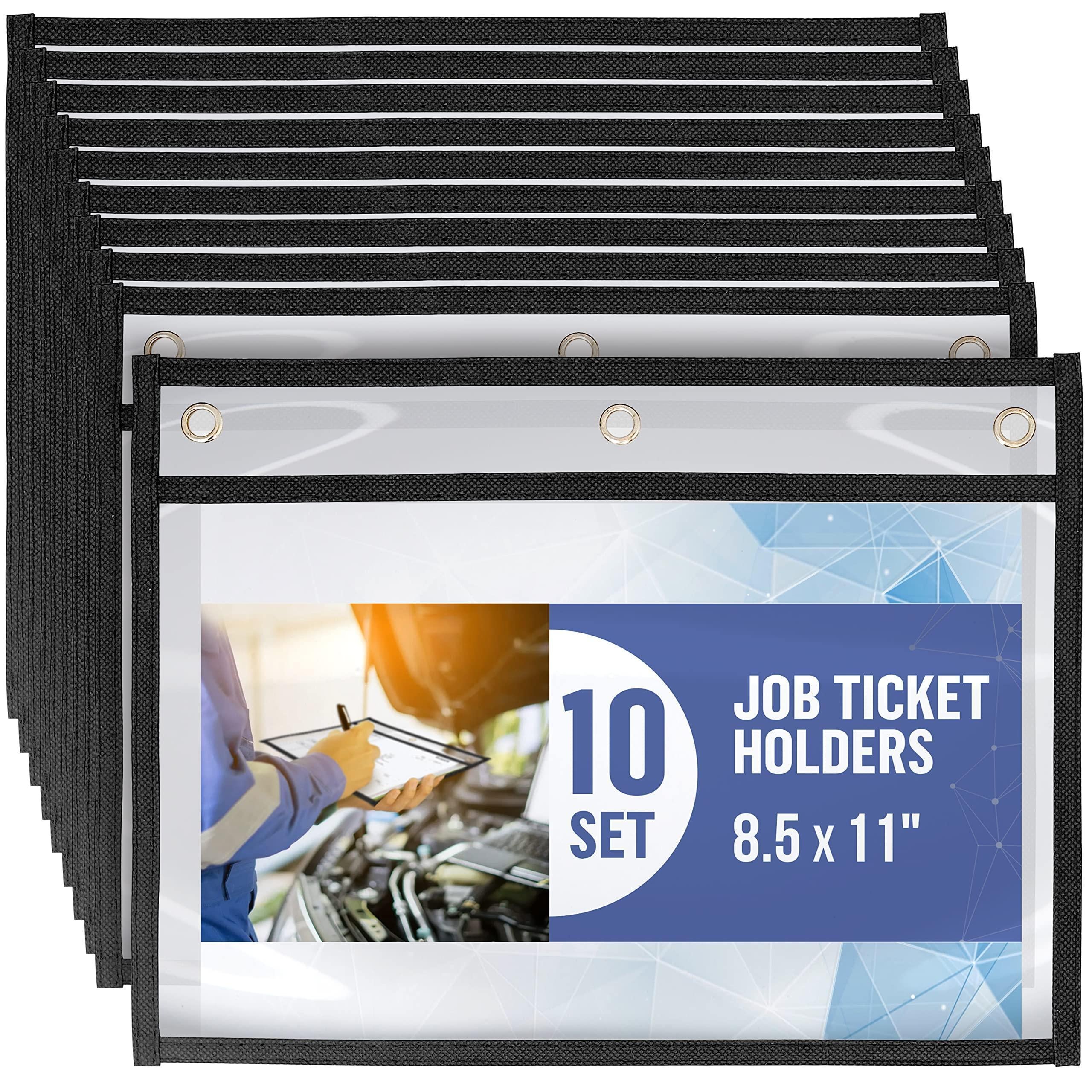 10 Pack Horizontal Job Ticket Holders 8.5x11 in 3 Hole Black Dry Erase Clear 10 Pack Horizontal Job Ticket Holders 8.5x11 in 3 Hole Black Dry Erase Clear
