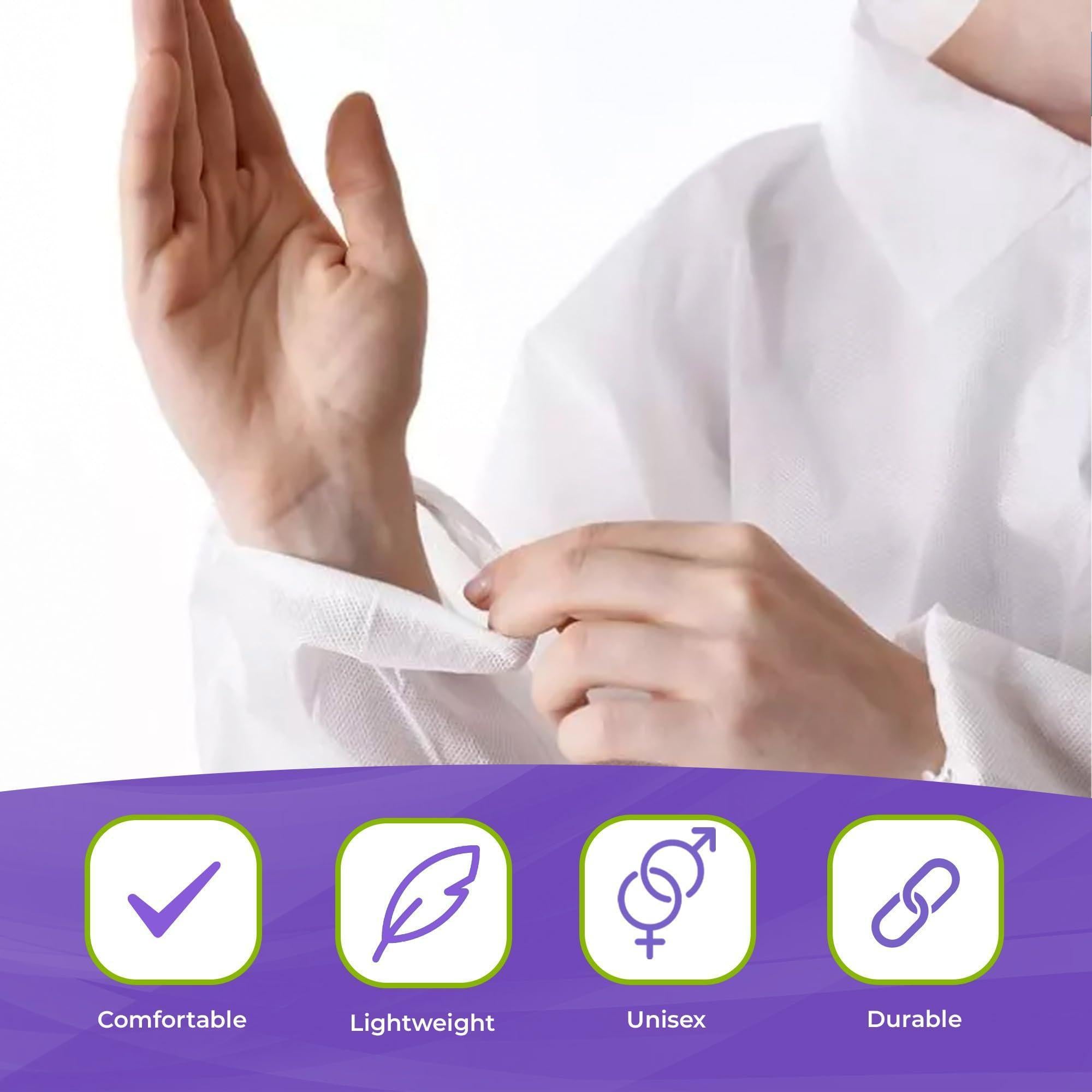 Disposable Lab Coat SMS 40 GSM White Lab Lacket with Loop Fastener XL Size Disposable Lab Coat SMS 40 GSM White Lab Lacket with Loop Fastener XL Size
