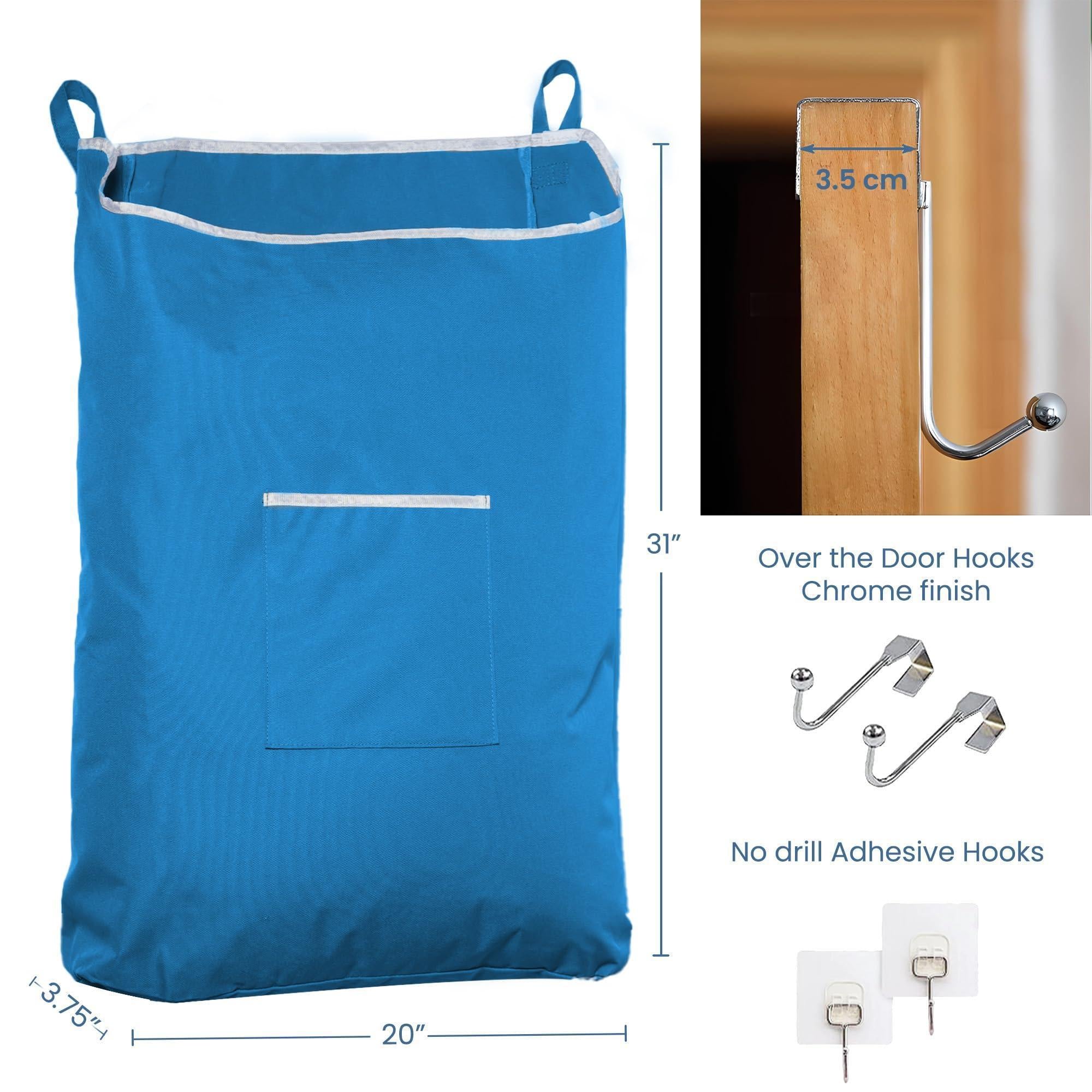 X Large Blue Hanging Laundry Hamper with Over Door Hooks 20x 3.75x 31 inch Adhesive Durable Space Saving Laundry Bag with Zipper and Wide Open Top Hanging Dorm Laundry Hamper Blue XL X Large Blue Hanging Laundry Hamper with Over Door Hooks 20x 3.75x 31 inch Adhesive Durable Space Saving Laundry Bag with Zipper and Wide Open Top Hanging Dorm Laundry Hamper Blue XL