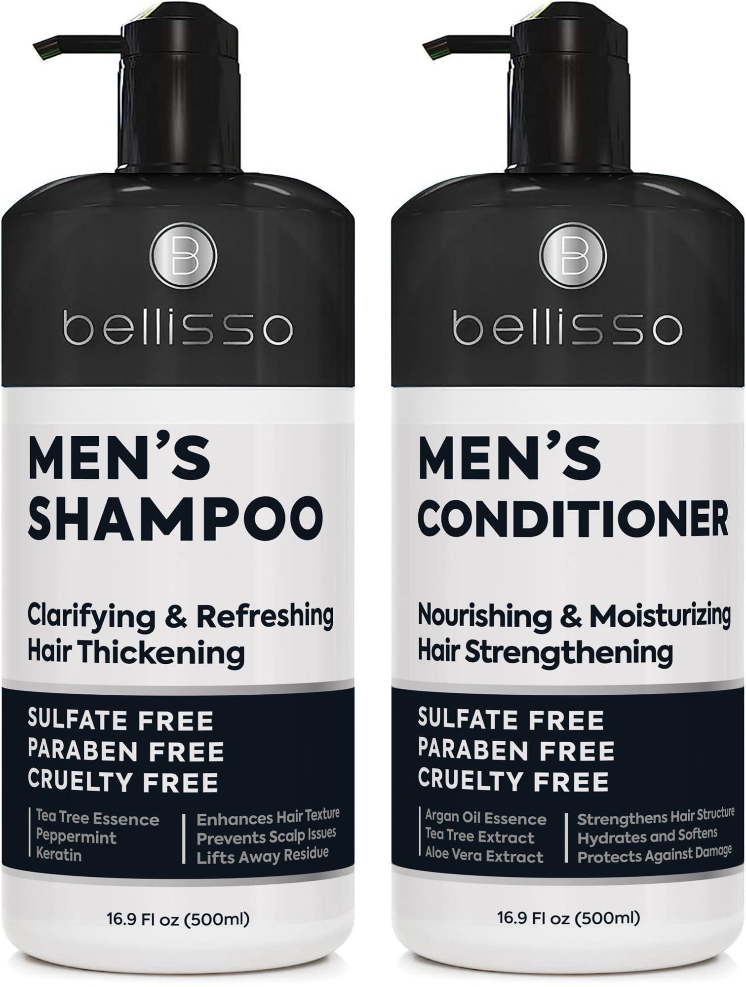 Mens Shampoo and Conditioner Set Sulfate Free and Clarifying For Men with Oily to Normal Hair Moisturizing and Thickening Biotin Keratin Tea Tree Oil Caffeine and Peppermint for Dandruff Mens Shampoo and Conditioner Set Sulfate Free and Clarifying For Men with Oily to Normal Hair Moisturizing and Thickening Biotin Keratin Tea Tree Oil Caffeine and Peppermint for Dandruff