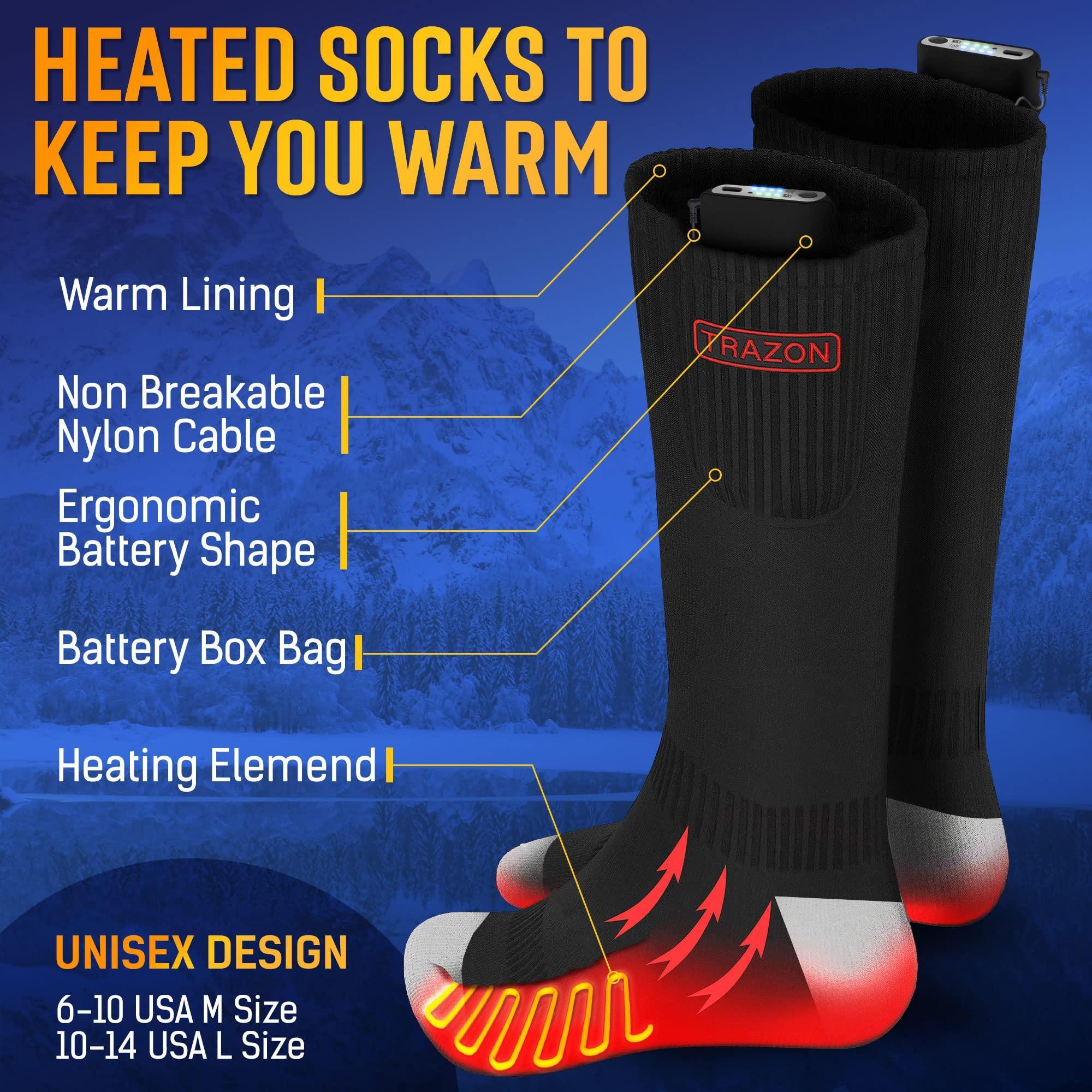 Heated Socks for Men Women L Size Rechargeable Electric Battery Thermal Hunting Fishing Camping Skiing Cycling Running Washable Ergonomical with 4 Temp Modes 5V 5000mA Heated Socks for Men Women L Size Rechargeable Electric Battery Thermal Hunting Fishing Camping Skiing Cycling Running Washable Ergonomical with 4 Temp Modes 5V 5000mA