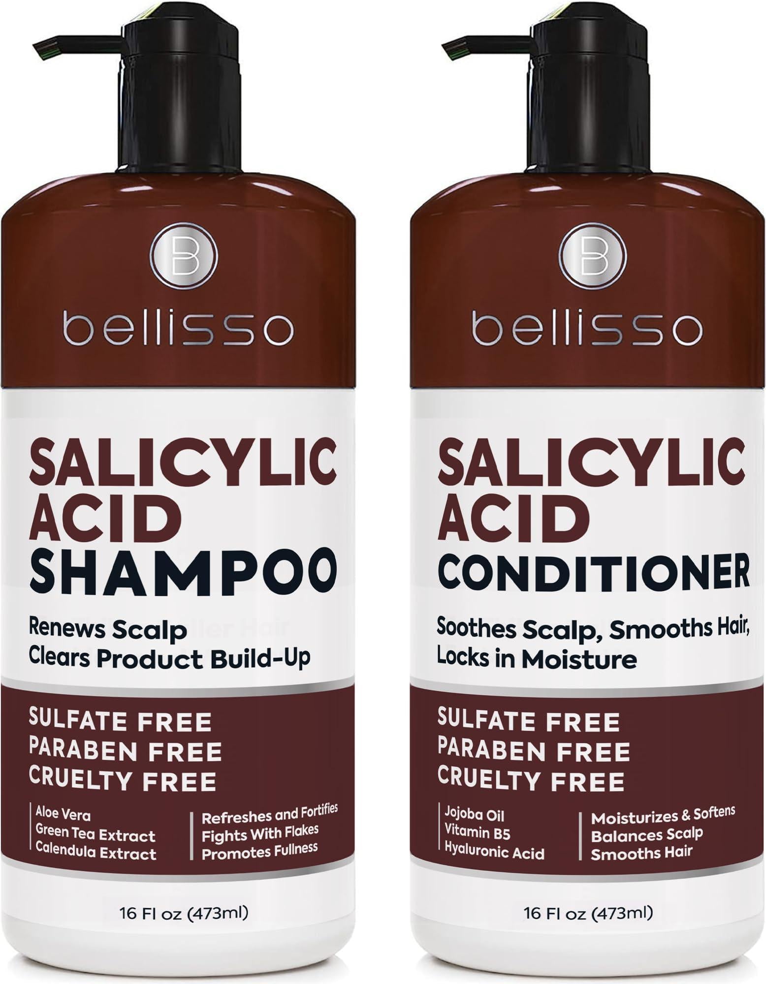 Salicylic Acid Shampoo and Conditioner Set Scalp Exfoliator Formula for Flakes Salicylic Acid Shampoo and Conditioner Set Scalp Exfoliator Formula for Flakes